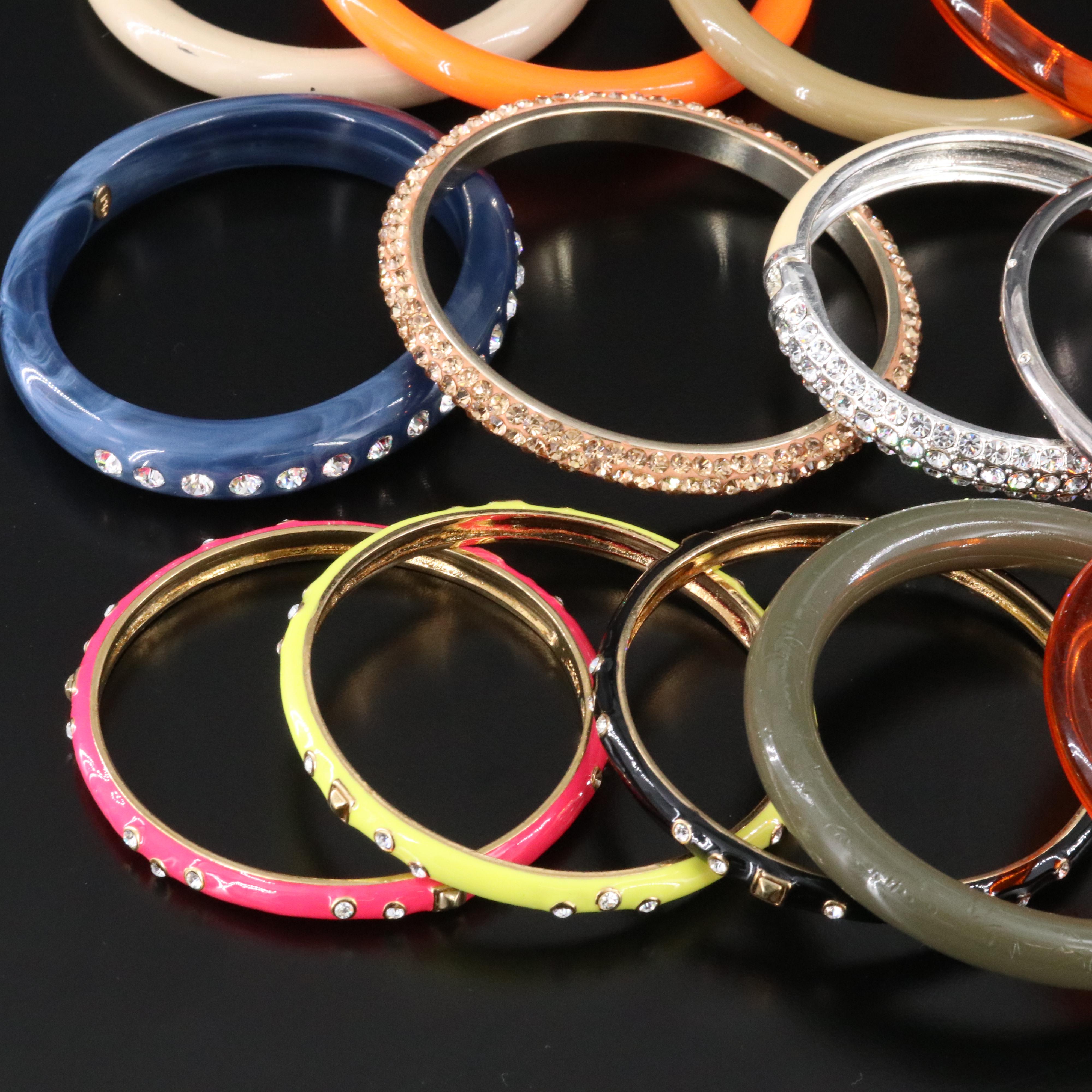 Rhinestone, Resin and Enamel Bangle Collection Featuring J Crew and KJL