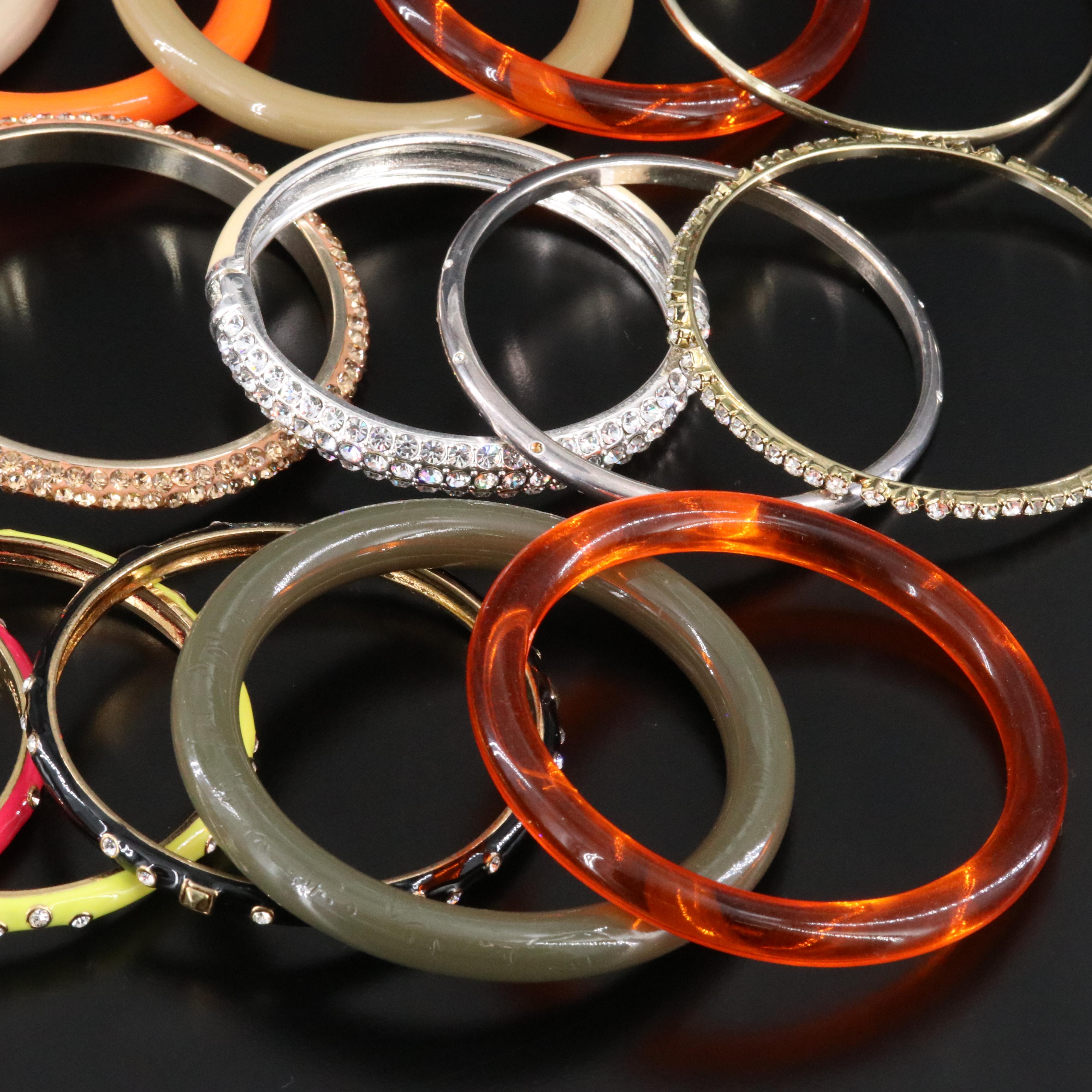 Rhinestone, Resin and Enamel Bangle Collection Featuring J Crew and KJL