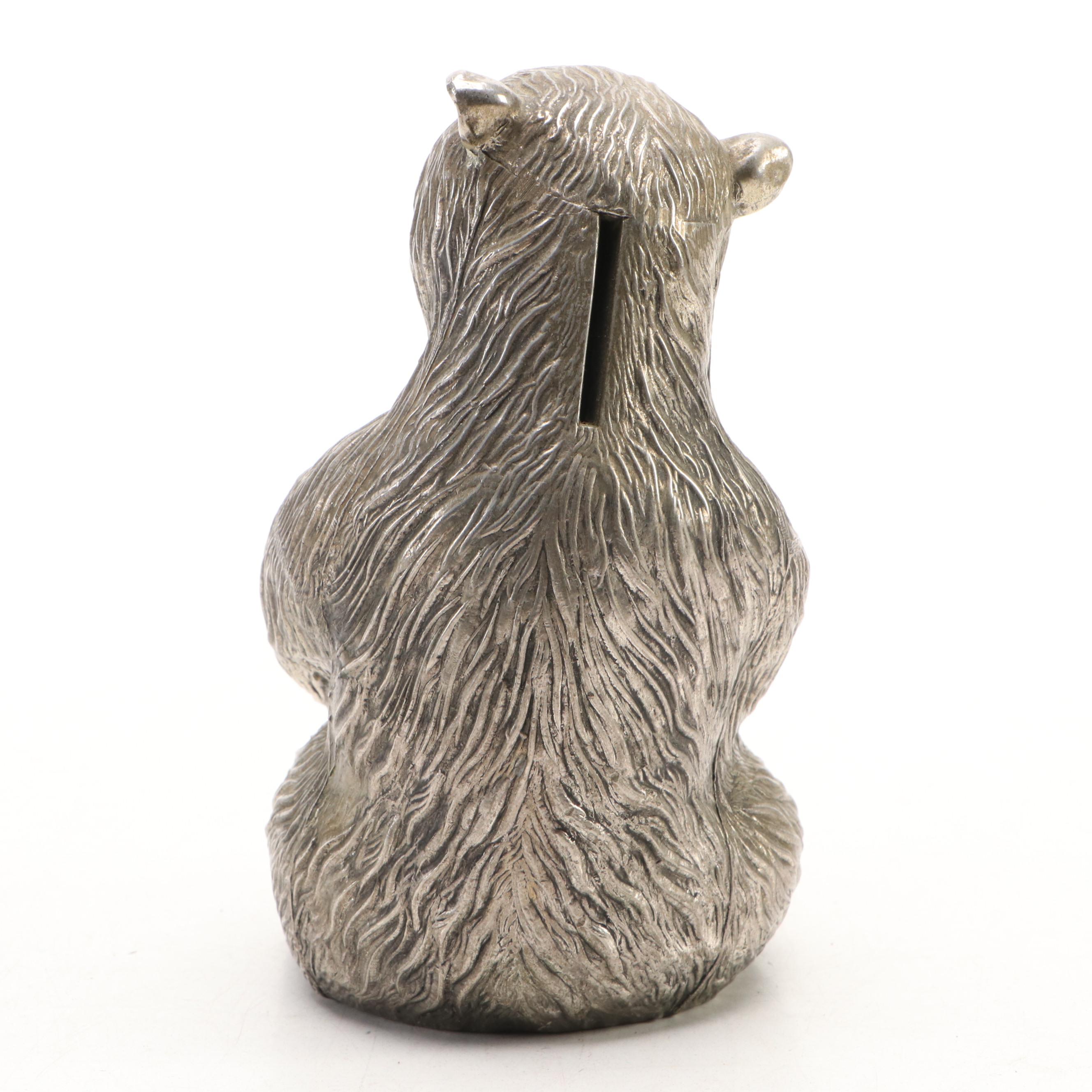 Mother Bear and Cubs Metal Coin Bank, Late 20th Century