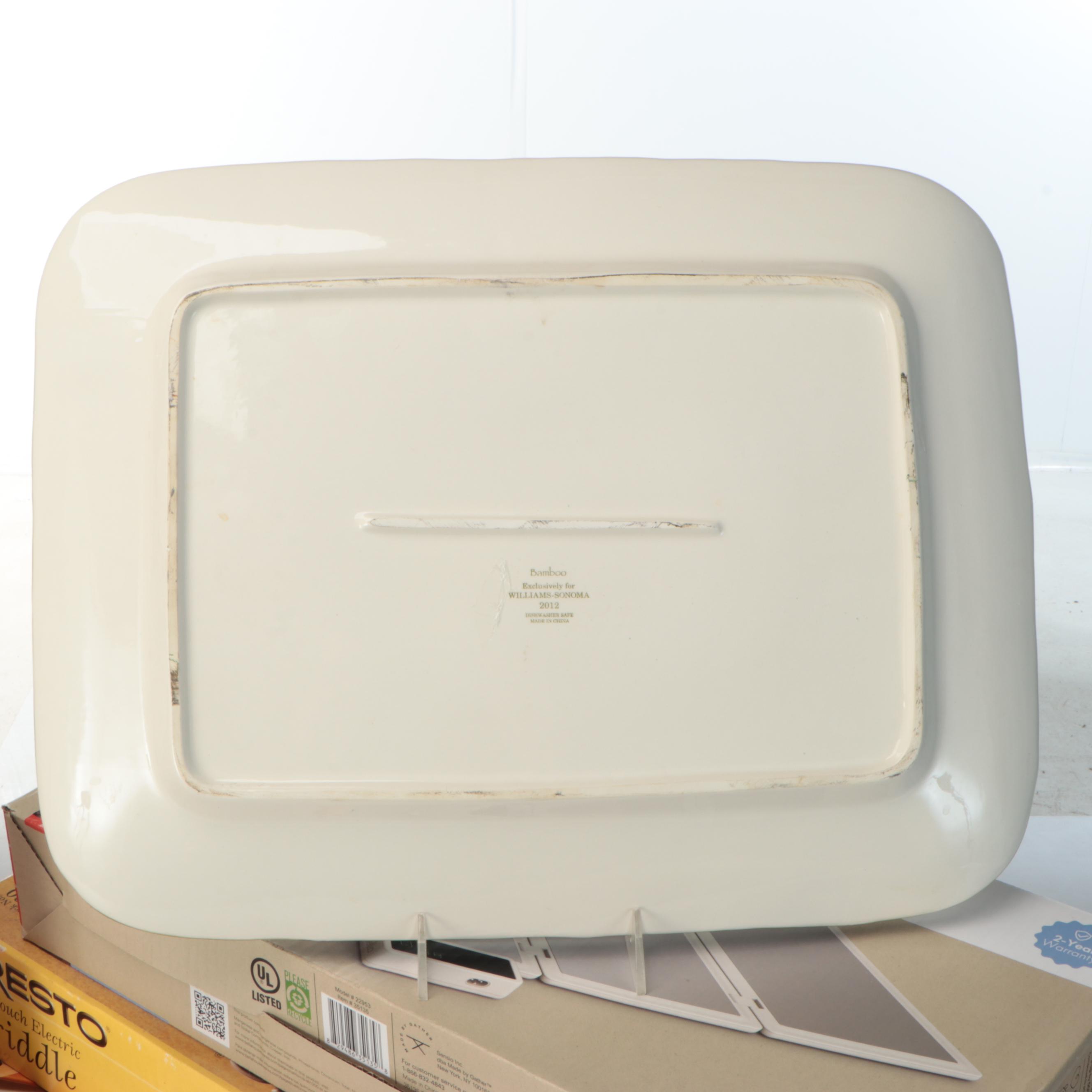 Williams-Sonoma "Bamboo" Platter with Chafing Dishes and Other Serving Pieces