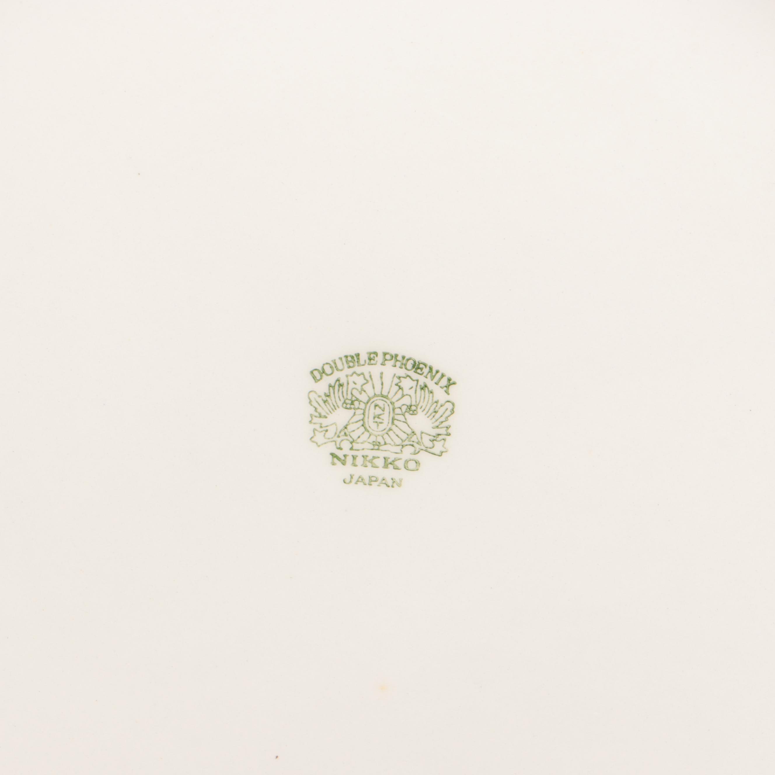 Chinese Blue and White Porcelain Sauce Bowls on Lazy Susan with Other Tableware