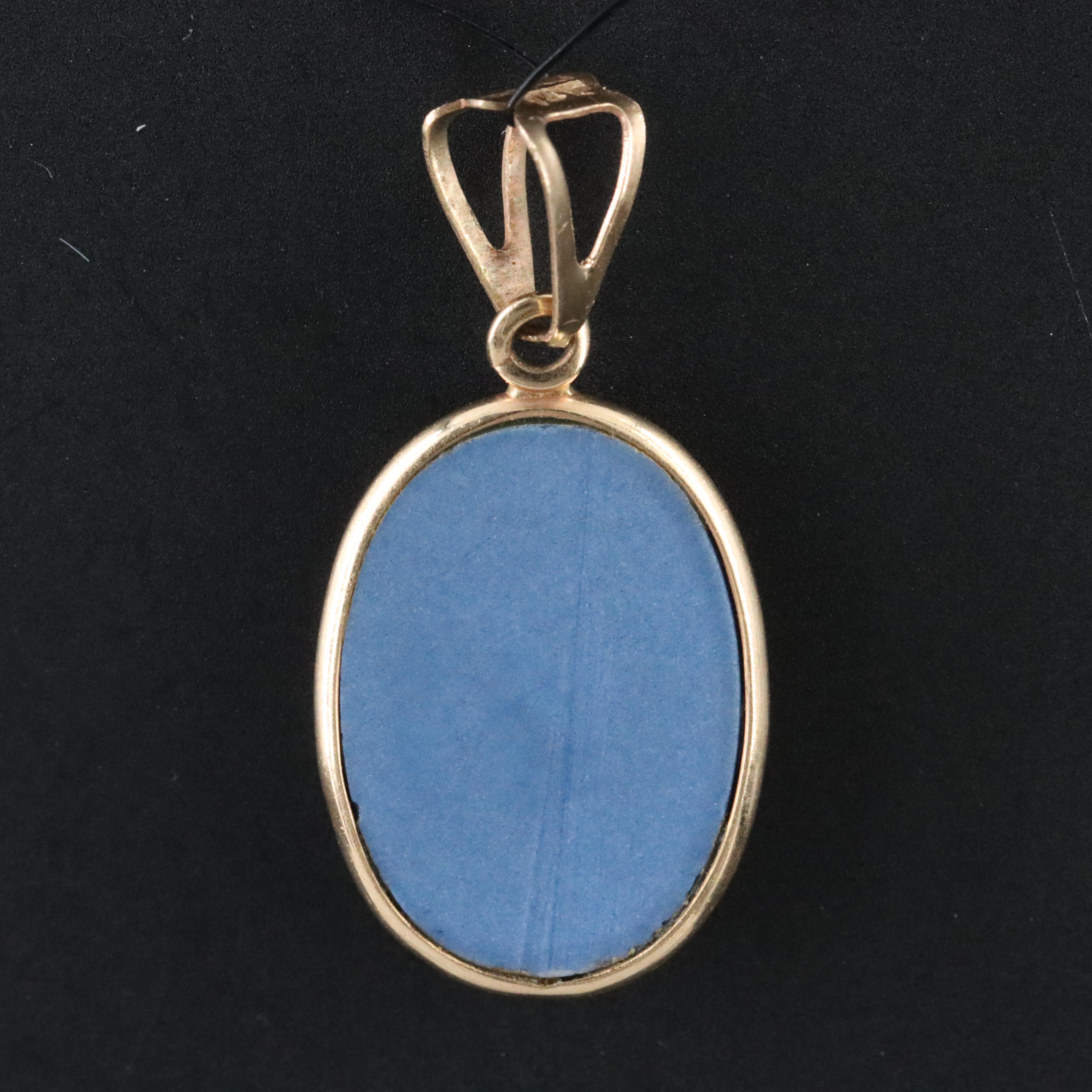 14K Jasperware Cat Cameo Pendant
