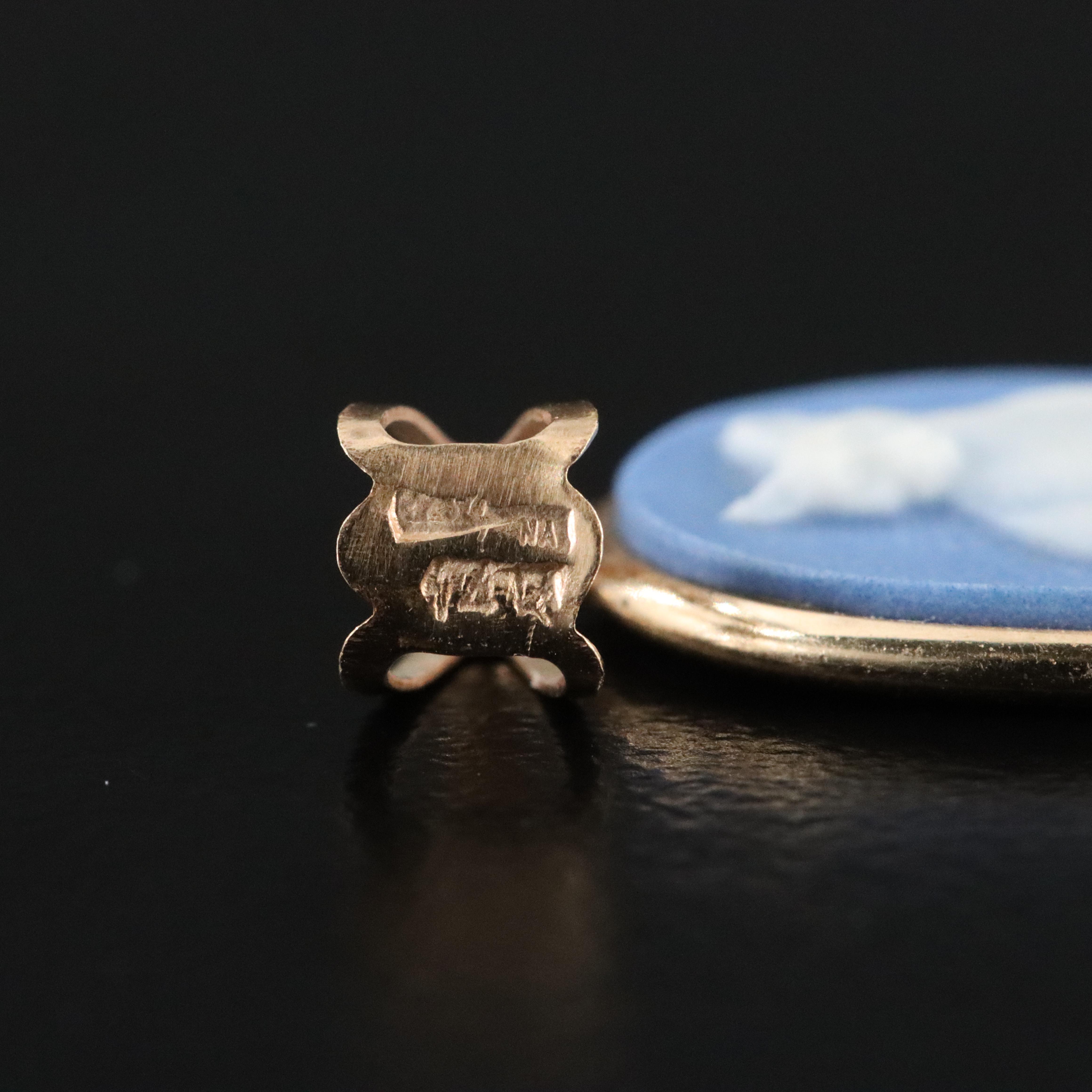 14K Jasperware Cat Cameo Pendant