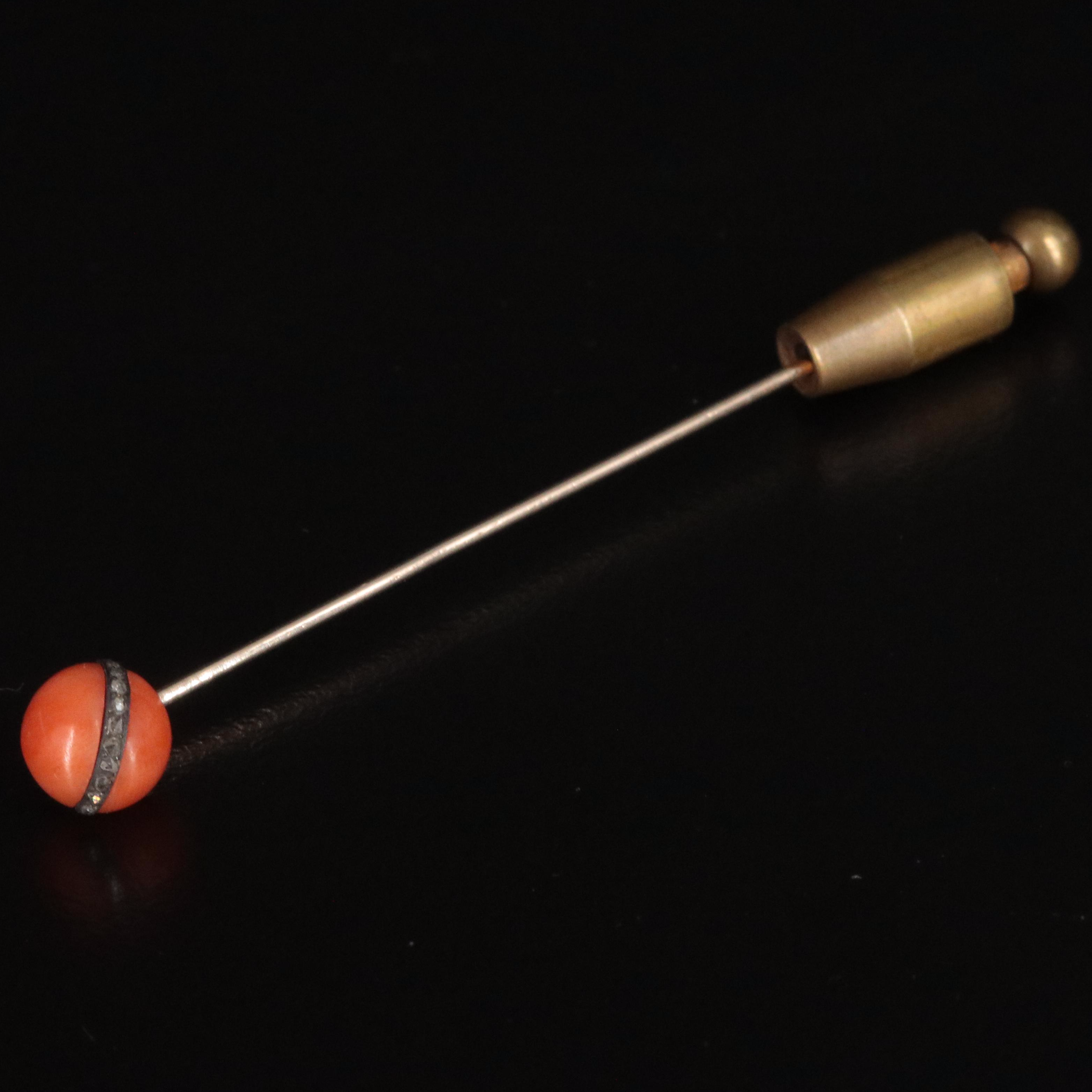Vintage 14K Stick Pin and Cresent Moon with Lavalier Brooch