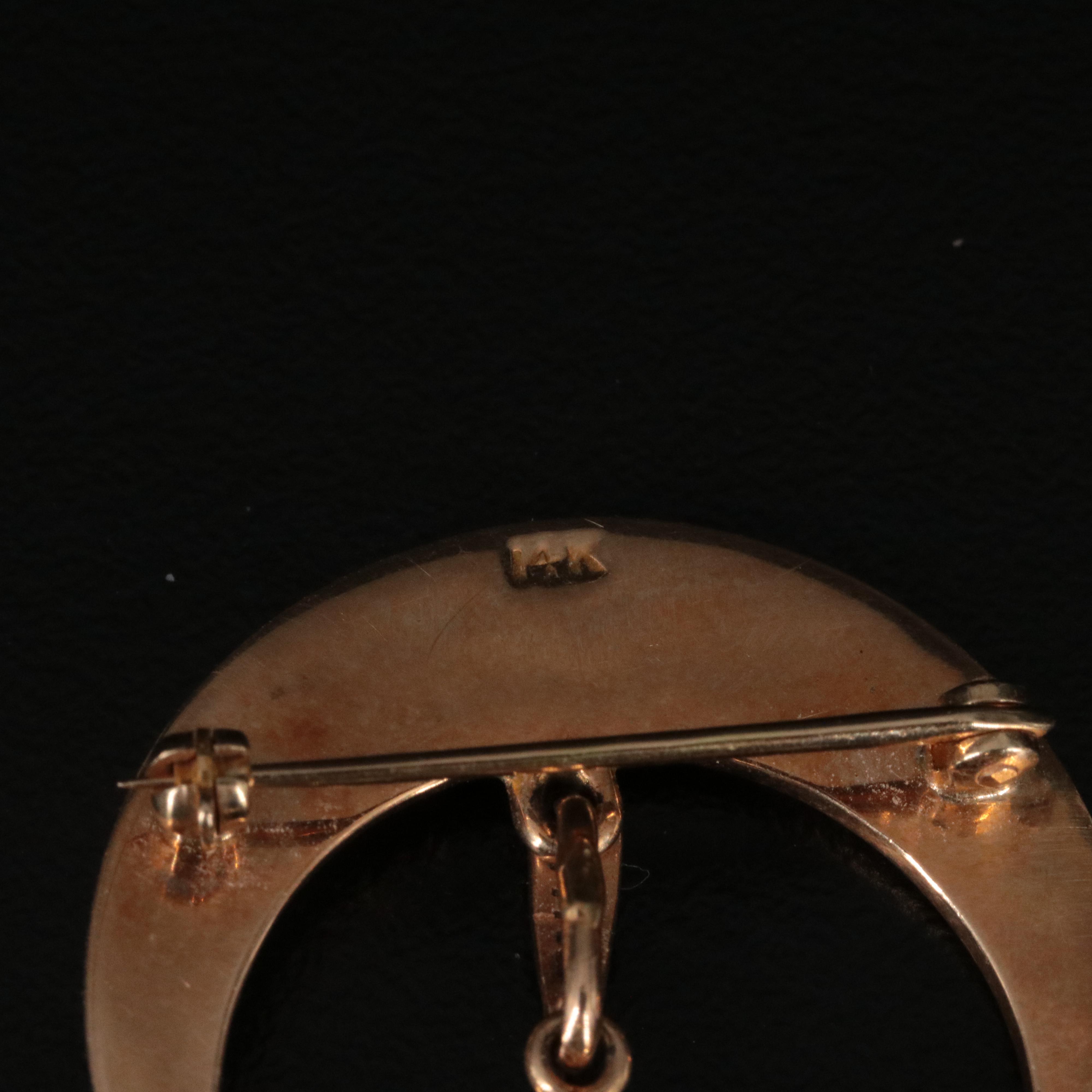 Vintage 14K Stick Pin and Cresent Moon with Lavalier Brooch