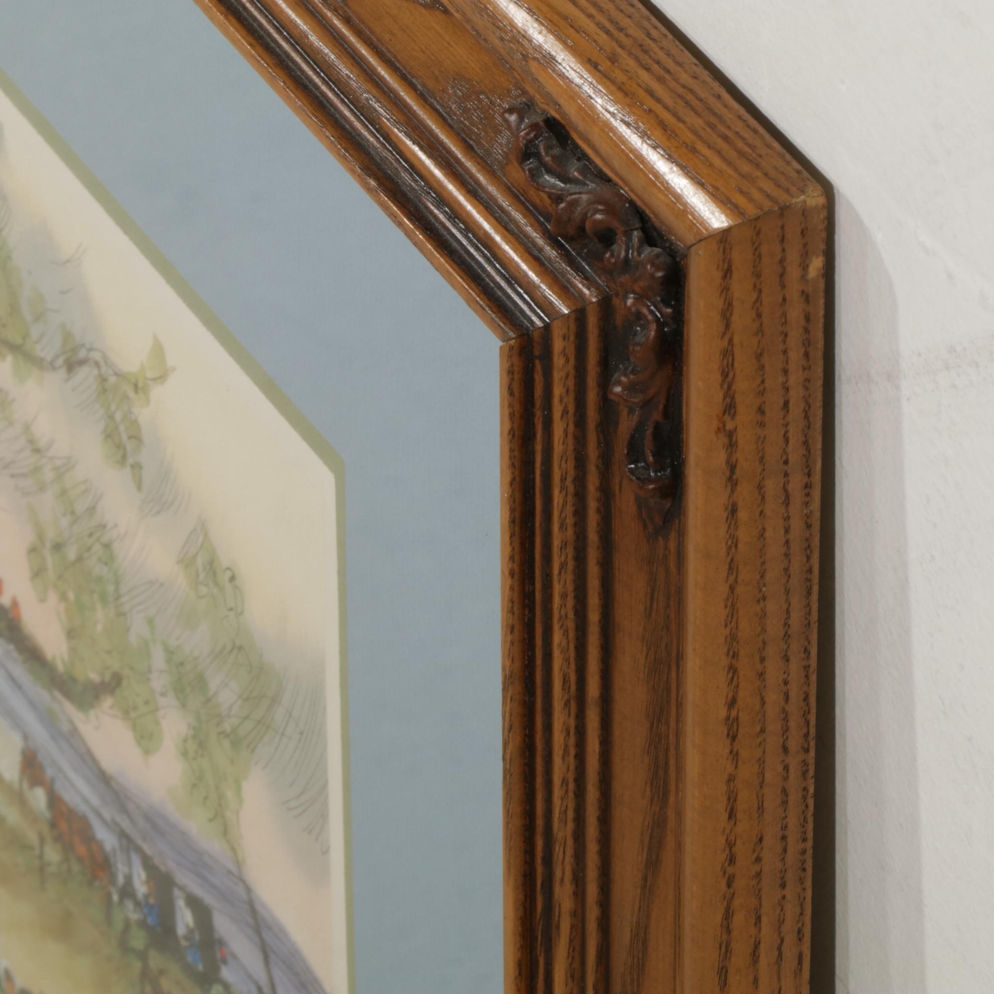 Ed Gifford "The Gathering" Watercolor Painting, 1987