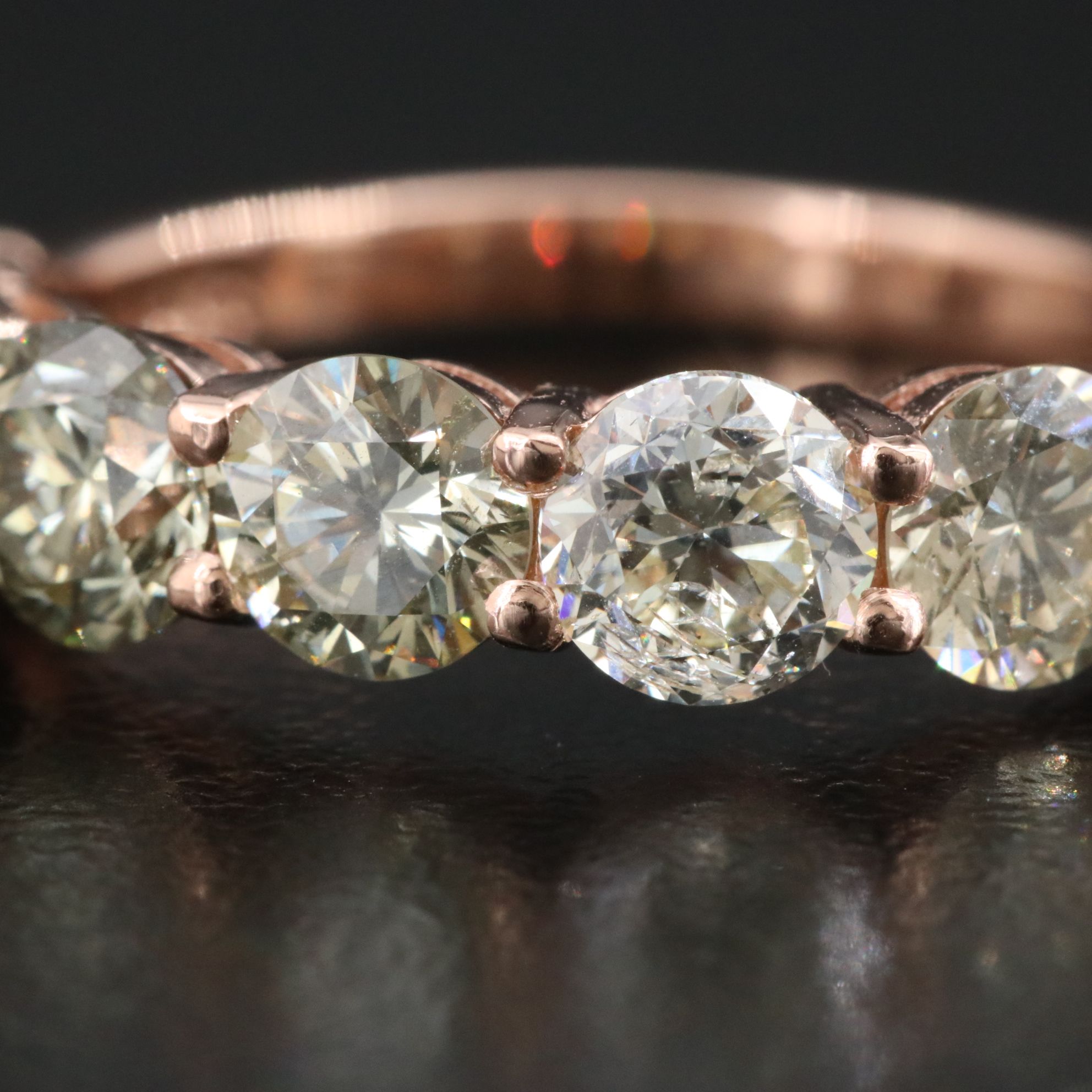 14K Rose Gold 3.20 CTW Fancy Diamond Ring with IGI Report