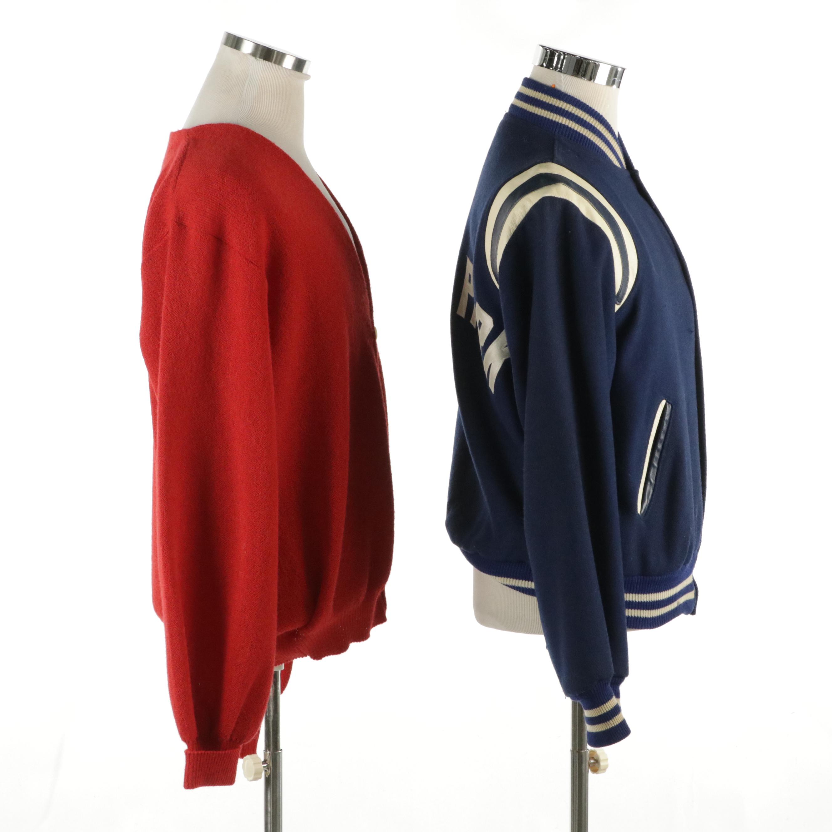 Men's Vintage Forest Park Wool Letterman Jacket, Burkhardts Alpaca Knit Cardigan