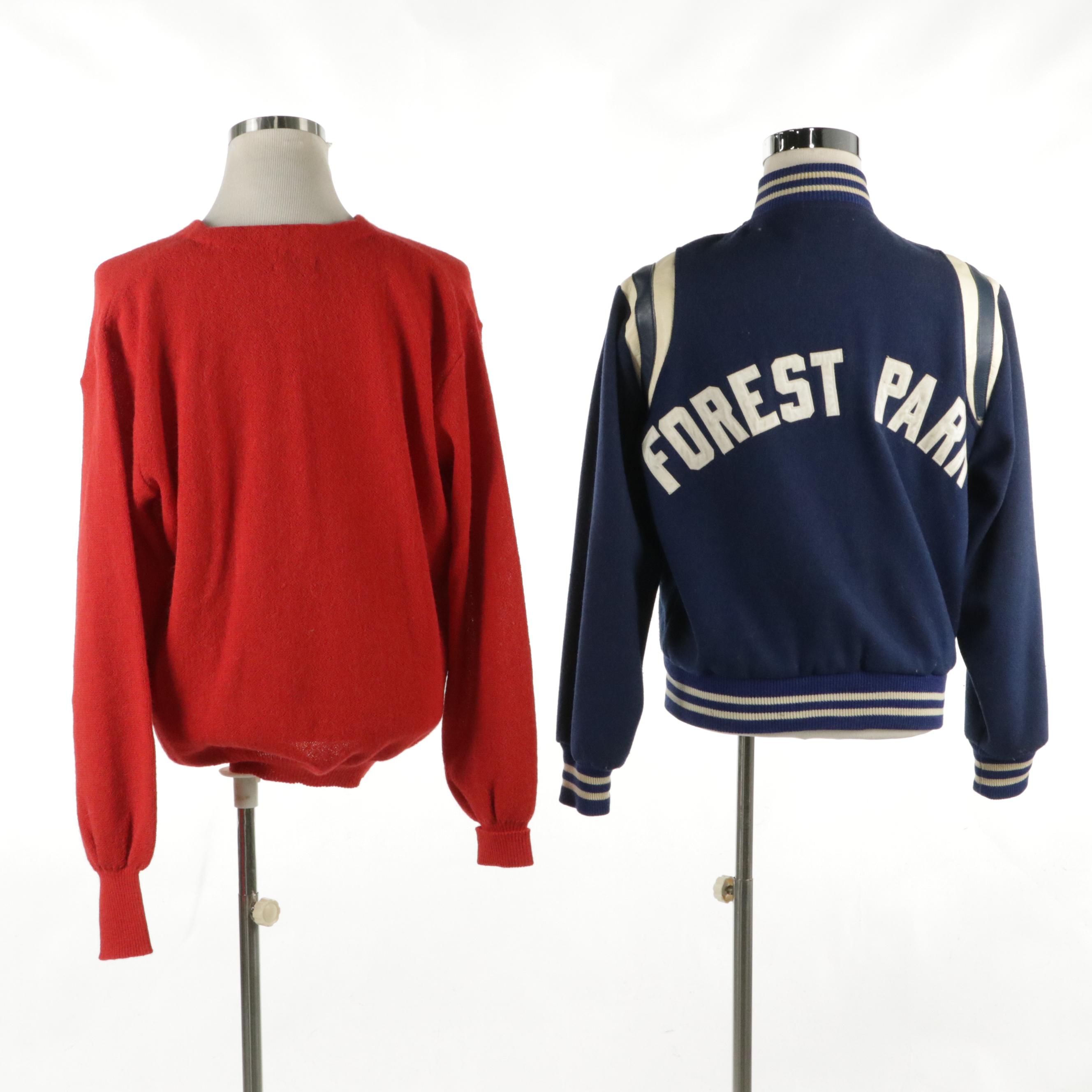 Men's Vintage Forest Park Wool Letterman Jacket, Burkhardts Alpaca Knit Cardigan