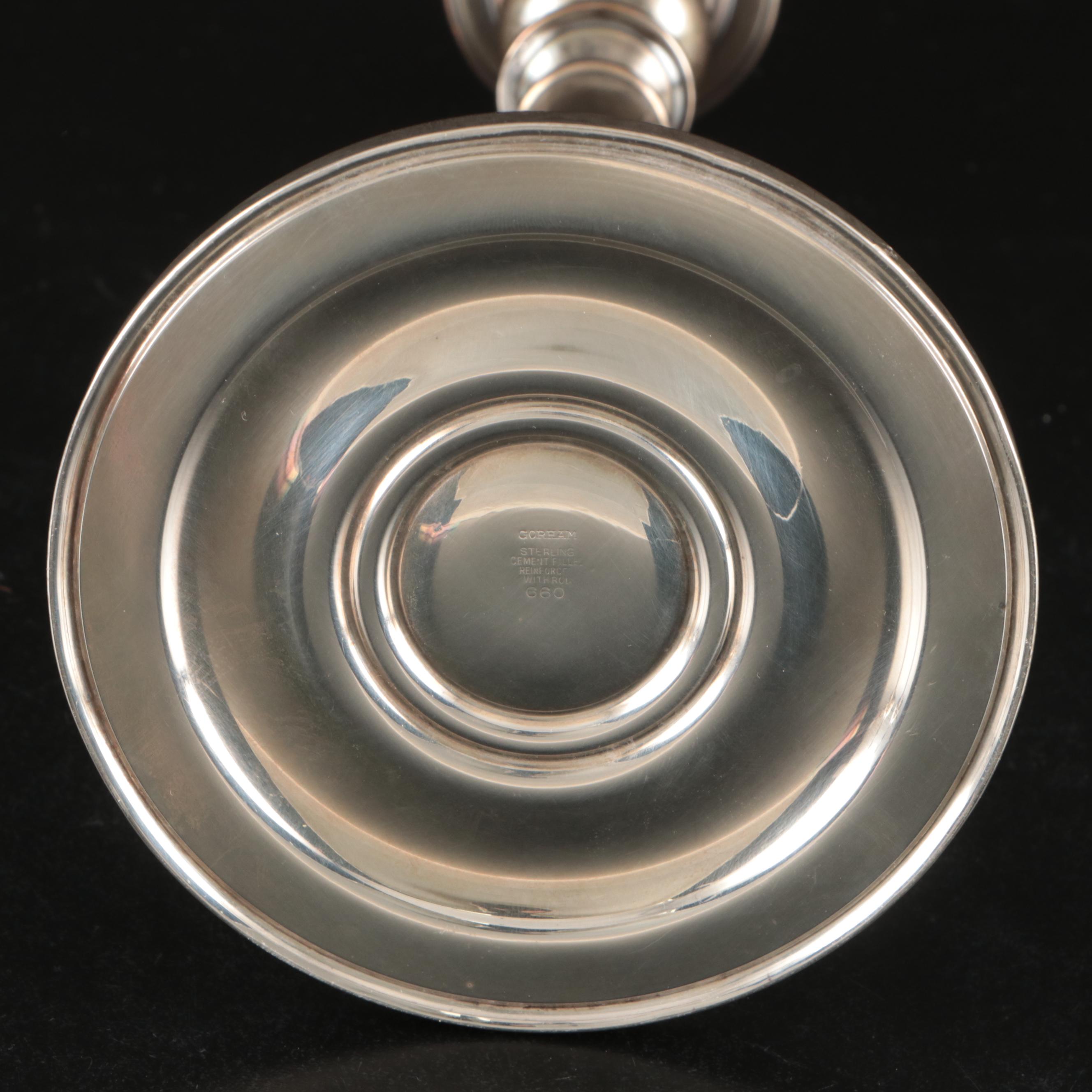 Pair of Gorham Sterling Weighted Candlesticks, Mid/Late 20th Century