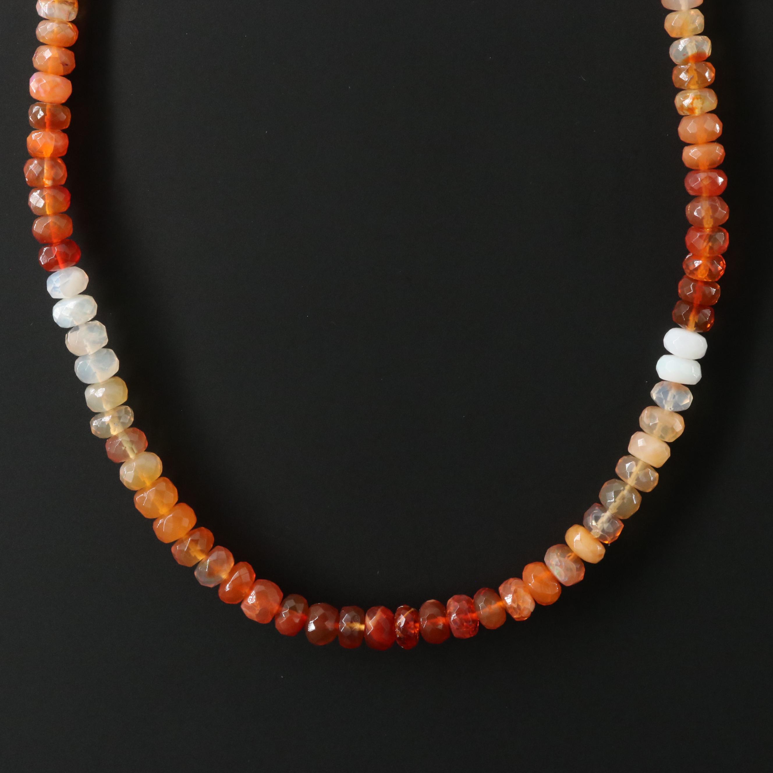 Opal and Fire Opal Necklace with Sterling Clasp