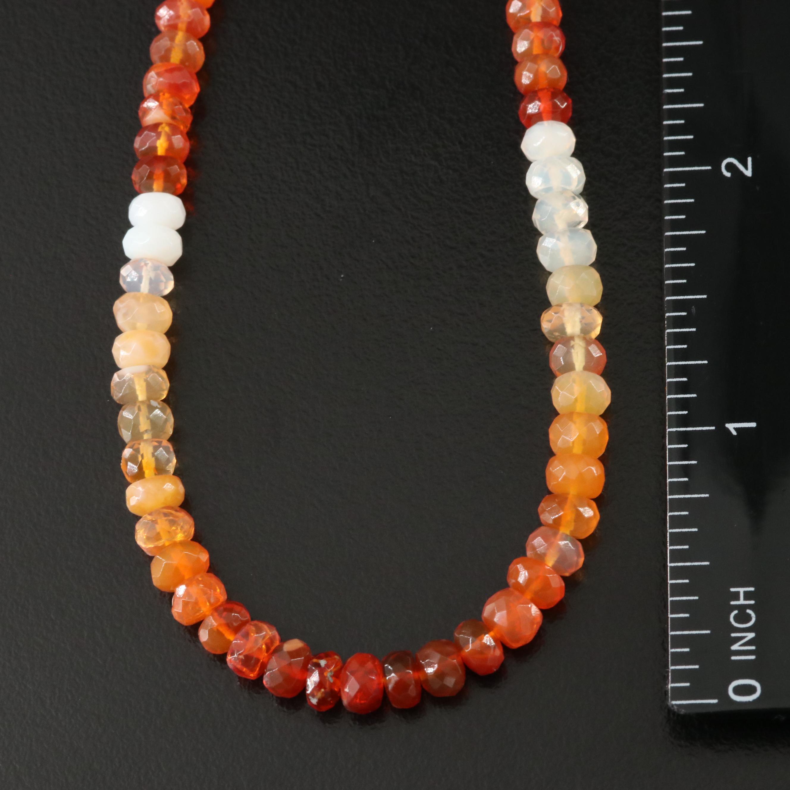 Opal and Fire Opal Necklace with Sterling Clasp