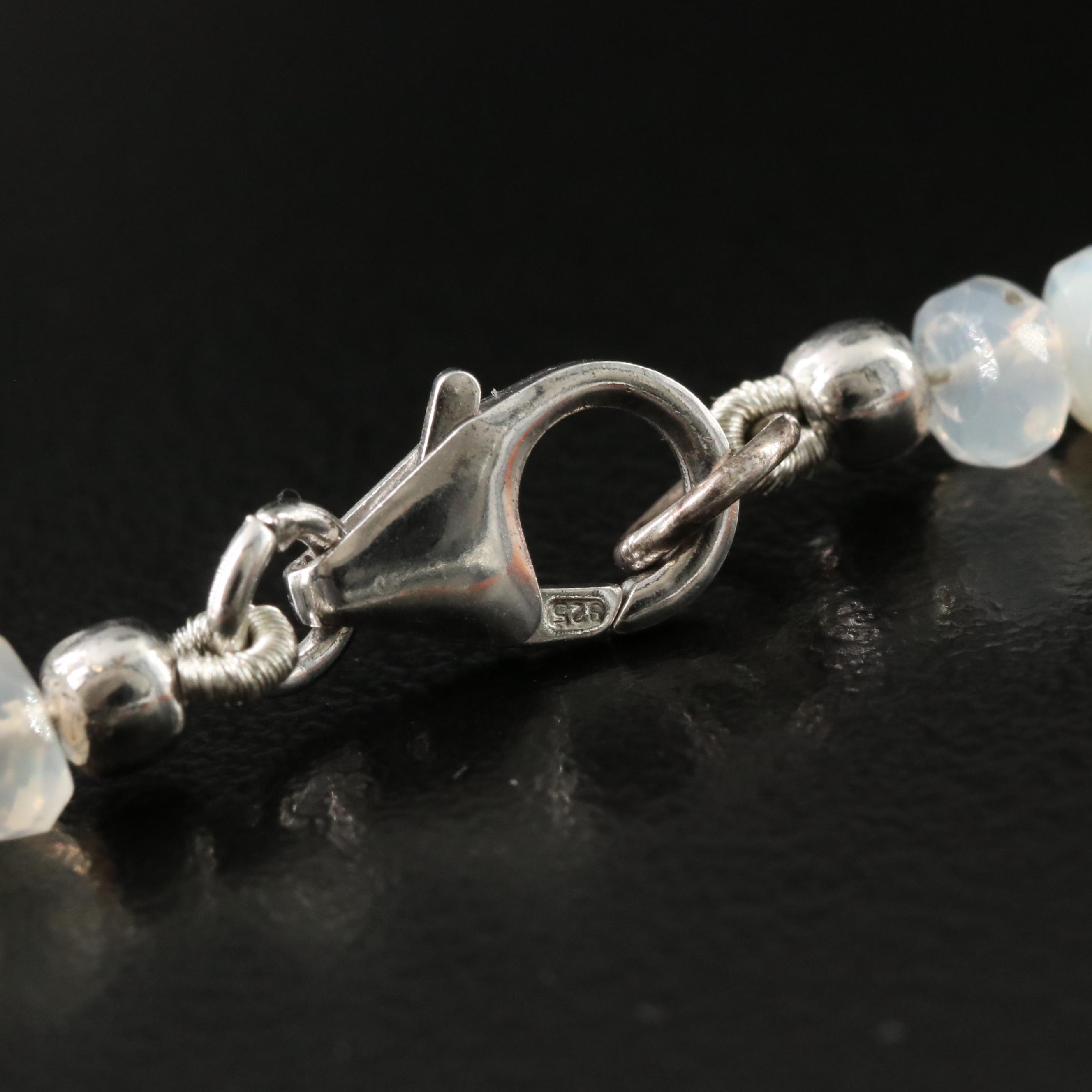 Opal and Fire Opal Necklace with Sterling Clasp