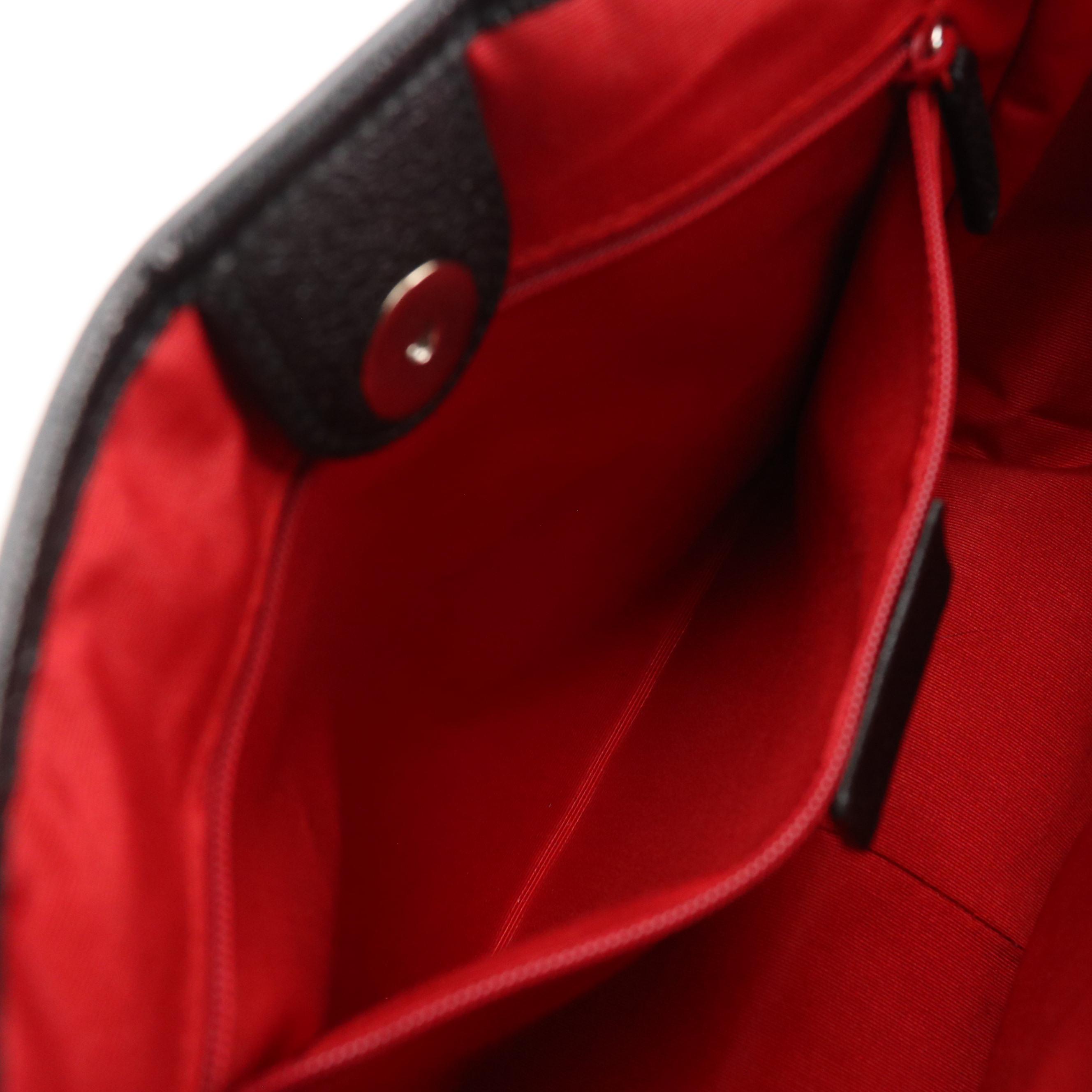 BVLGARI Small Front Pocket Tote in Black Logomania Jacquard Canvas and Leather