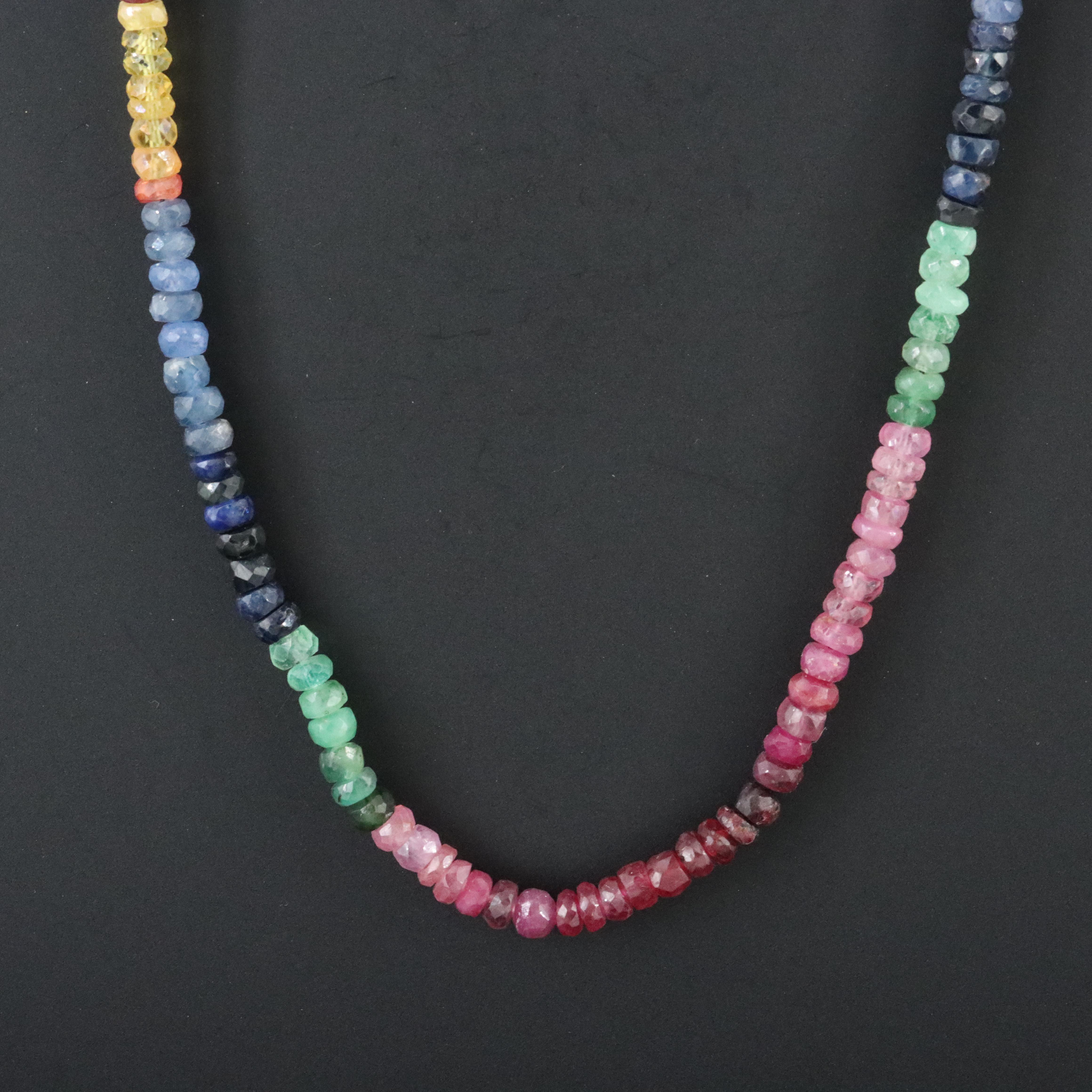 Sterling Sapphire, Emerald, and Ruby Necklace