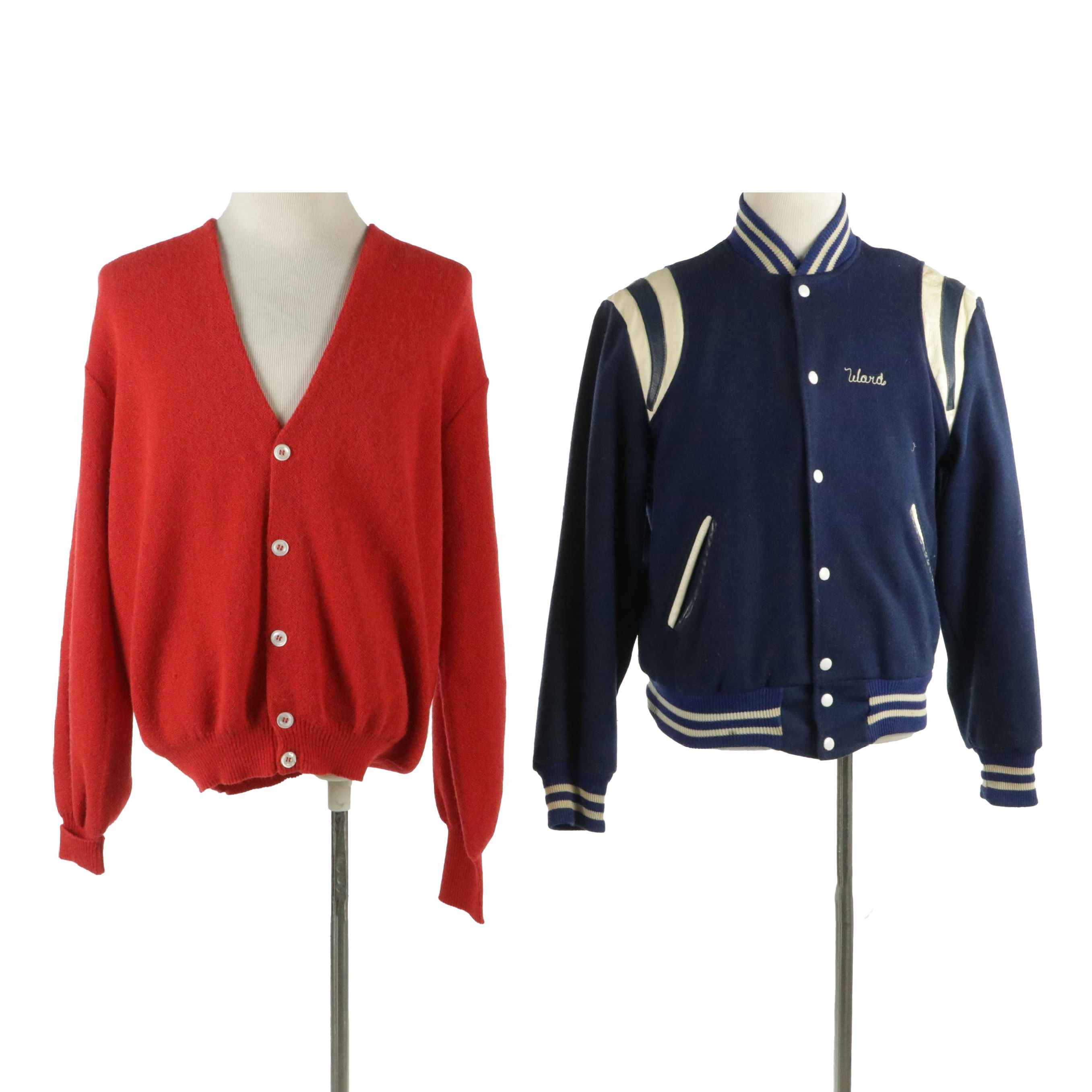 Men's Vintage Forest Park Wool Letterman Jacket, Burkhardts Alpaca Knit Cardigan