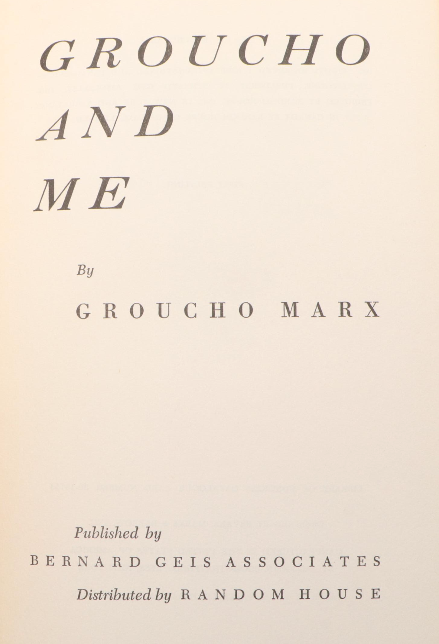 First Edition "Groucho and Me" by Groucho Marx, 1959
