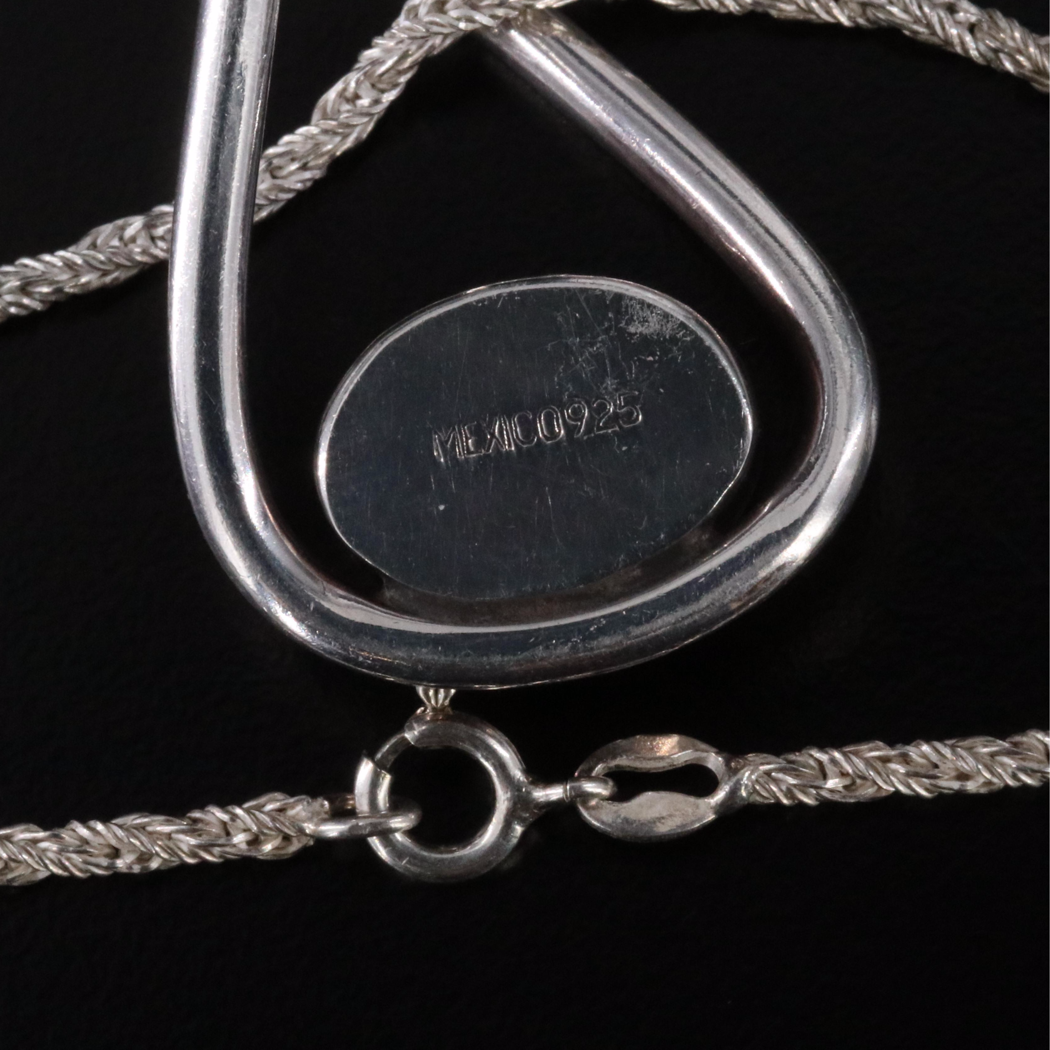 Mexican Sterling Resin Pendant Necklace