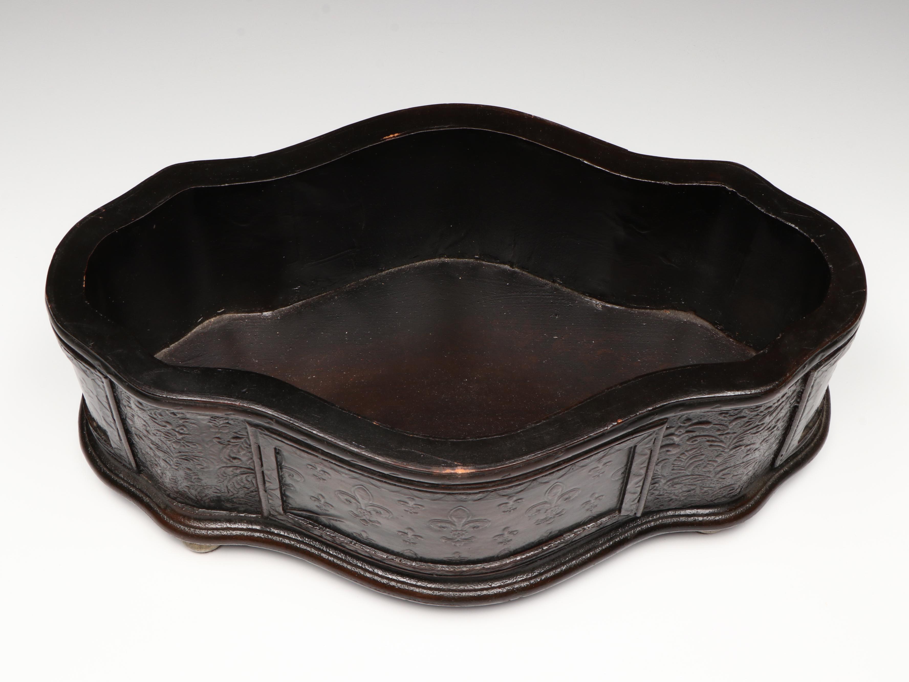 Indiana Glass Green Kings Crown Thumbprint Goblets with Wooden Cachetpot