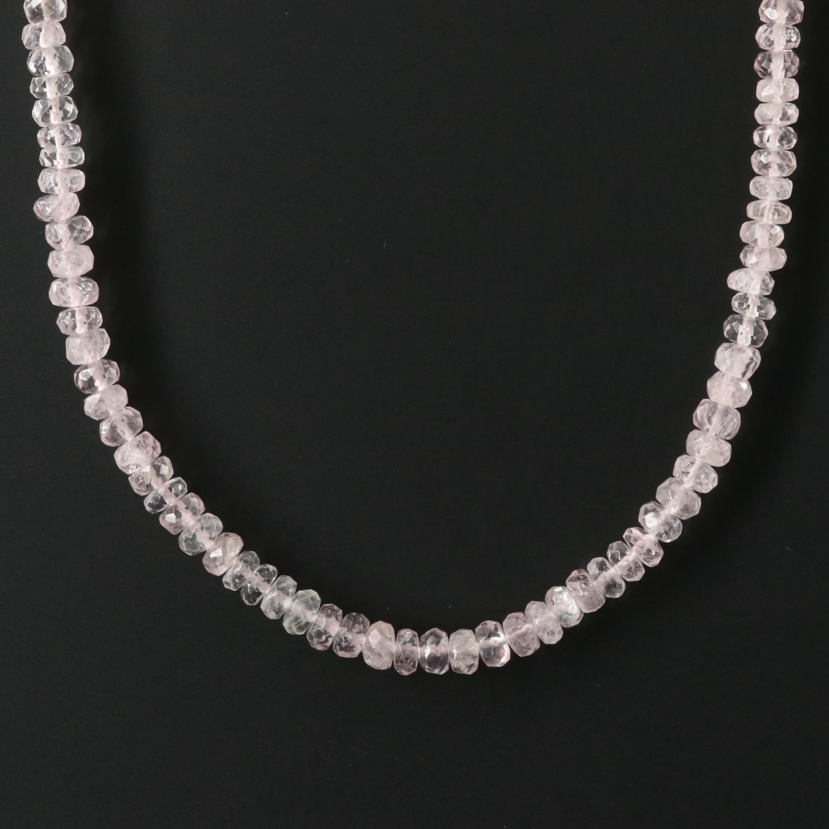 Rose Quartz Necklace with Sterling Clasp