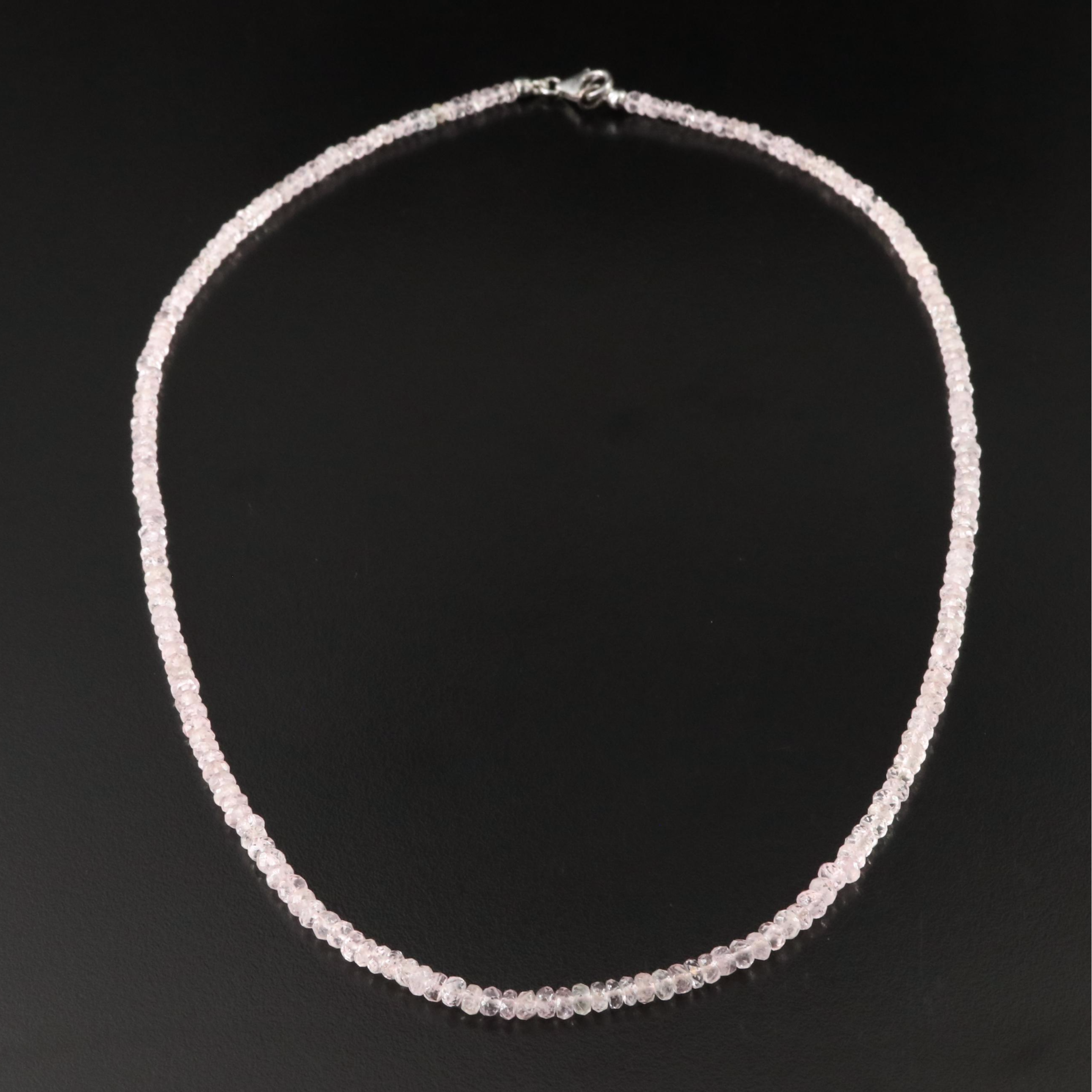 Rose Quartz Necklace with Sterling Clasp