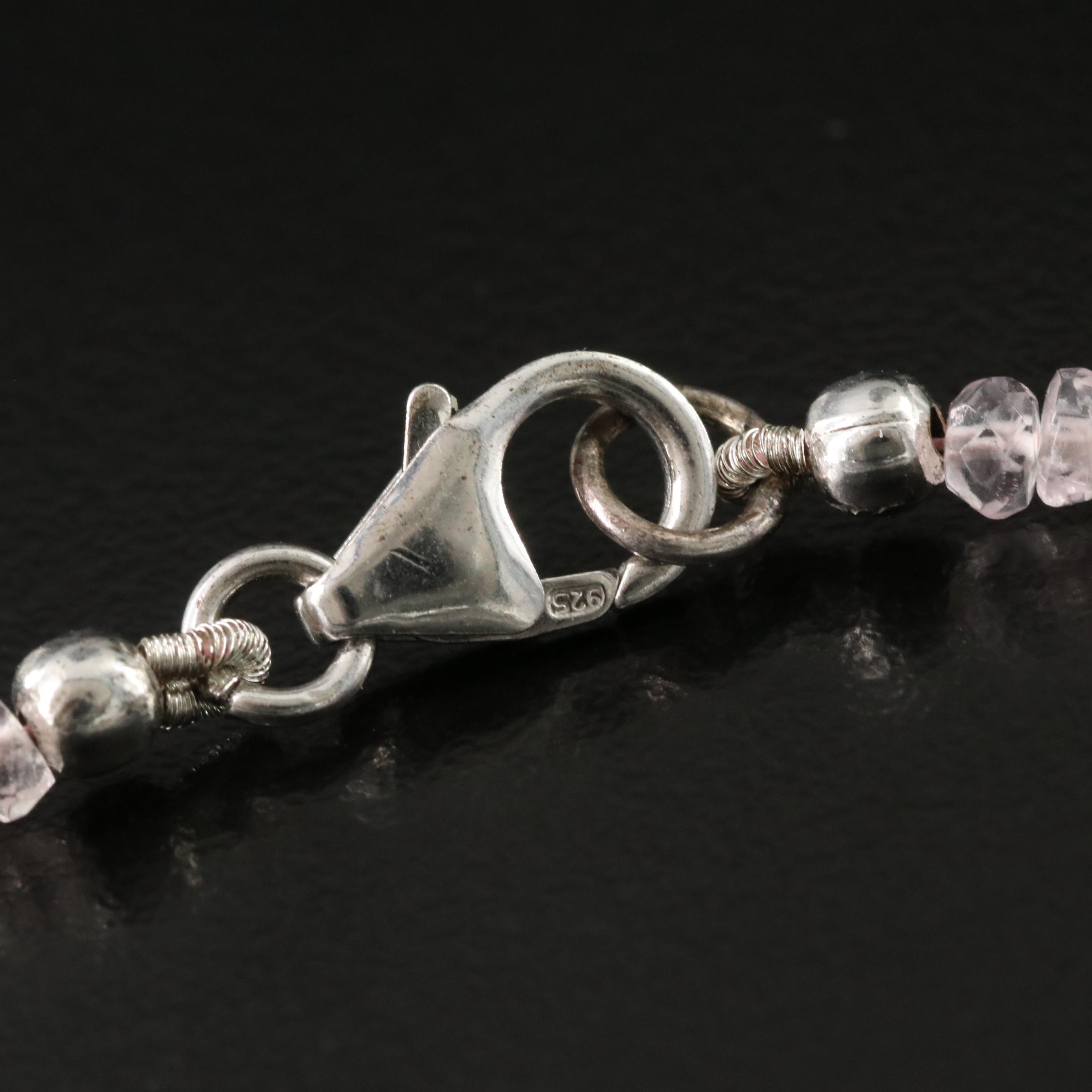 Rose Quartz Necklace with Sterling Clasp