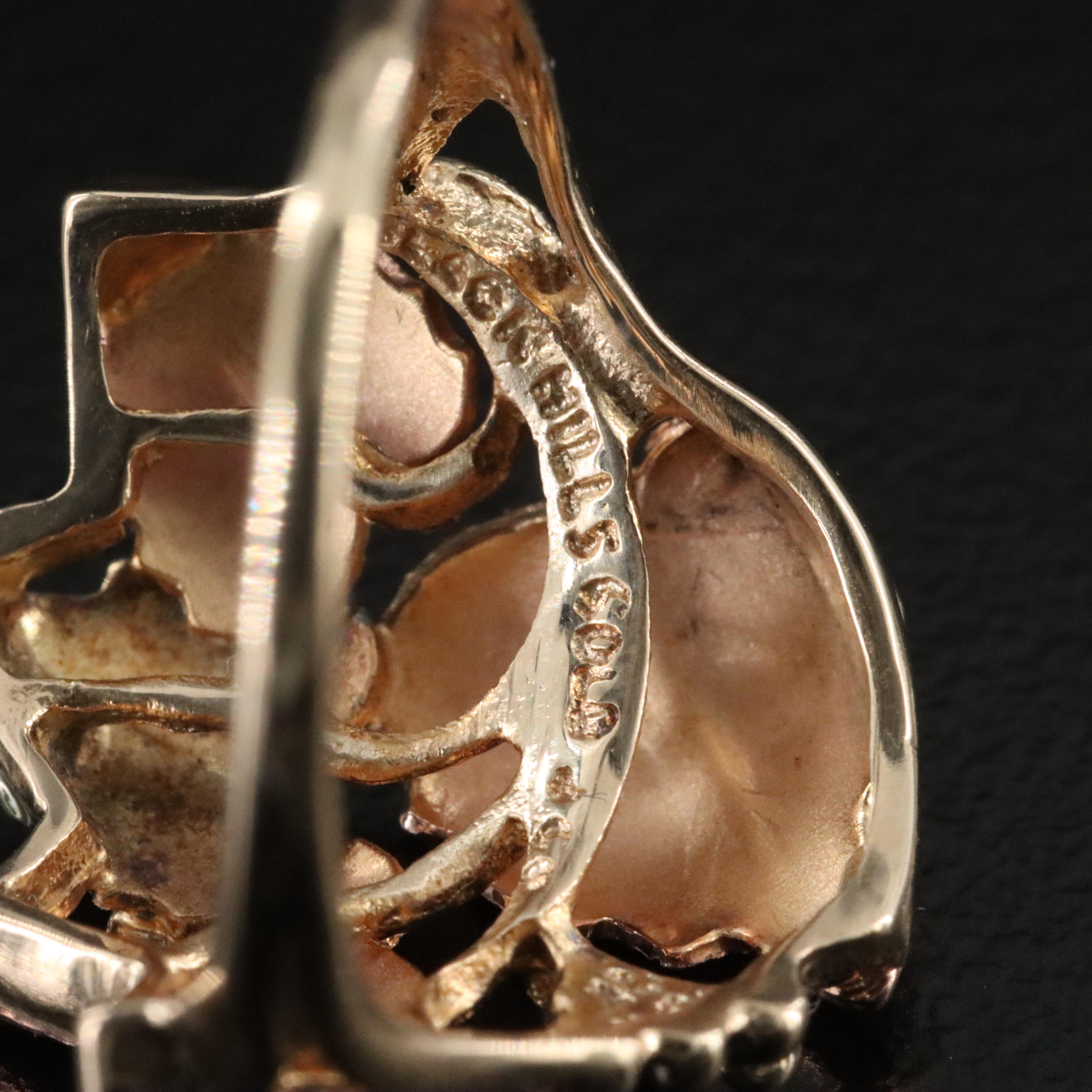 10K Leaf Ring with 12K Rose Gold and Green Gold Accents