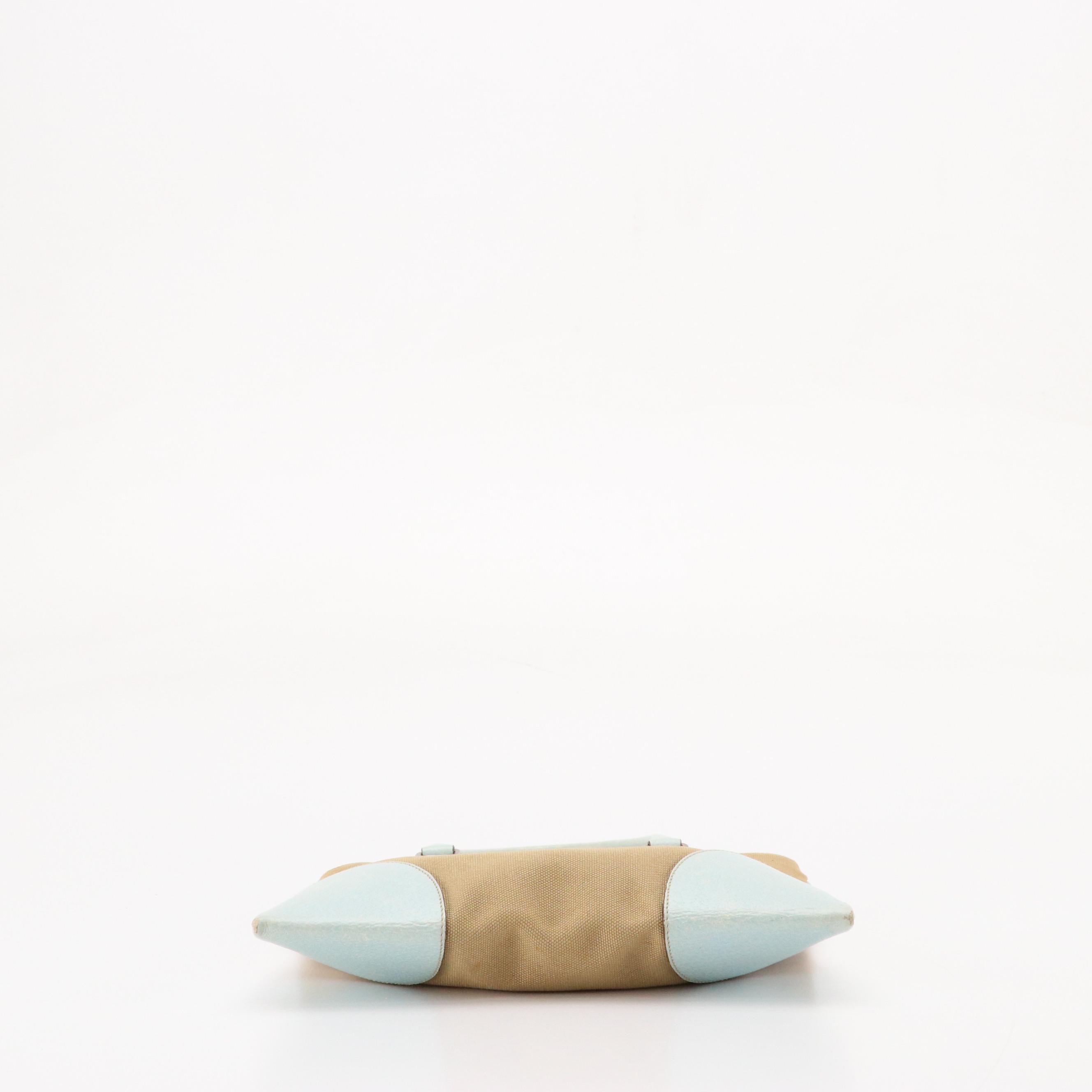 Prada Mini Tote in Canvas with Cinghiale Leather Trim