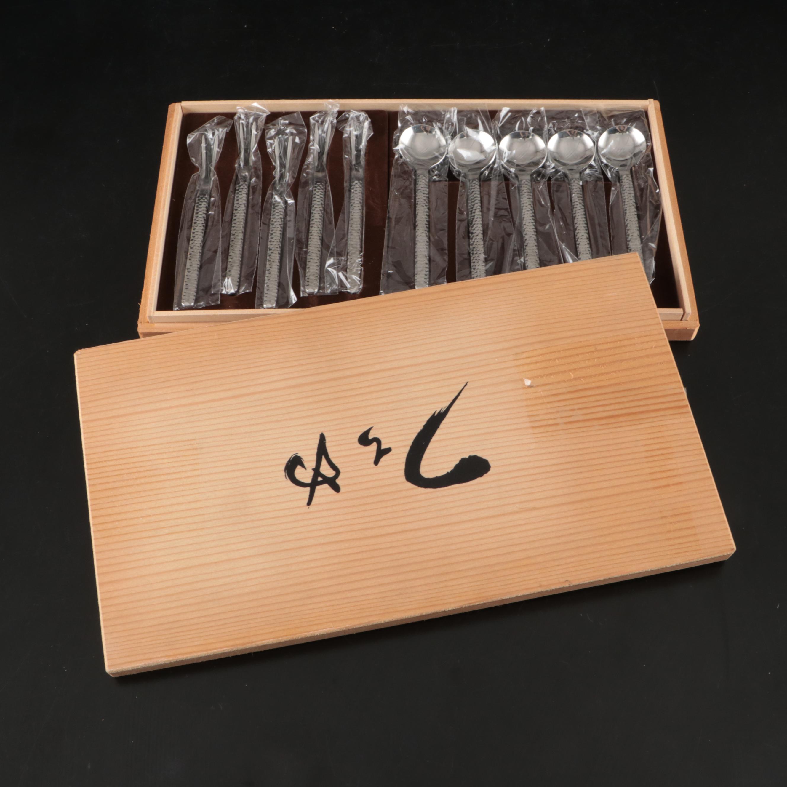 Japanese Glass Highballs and Coasters with Other Ceramic and Stainless Tableware