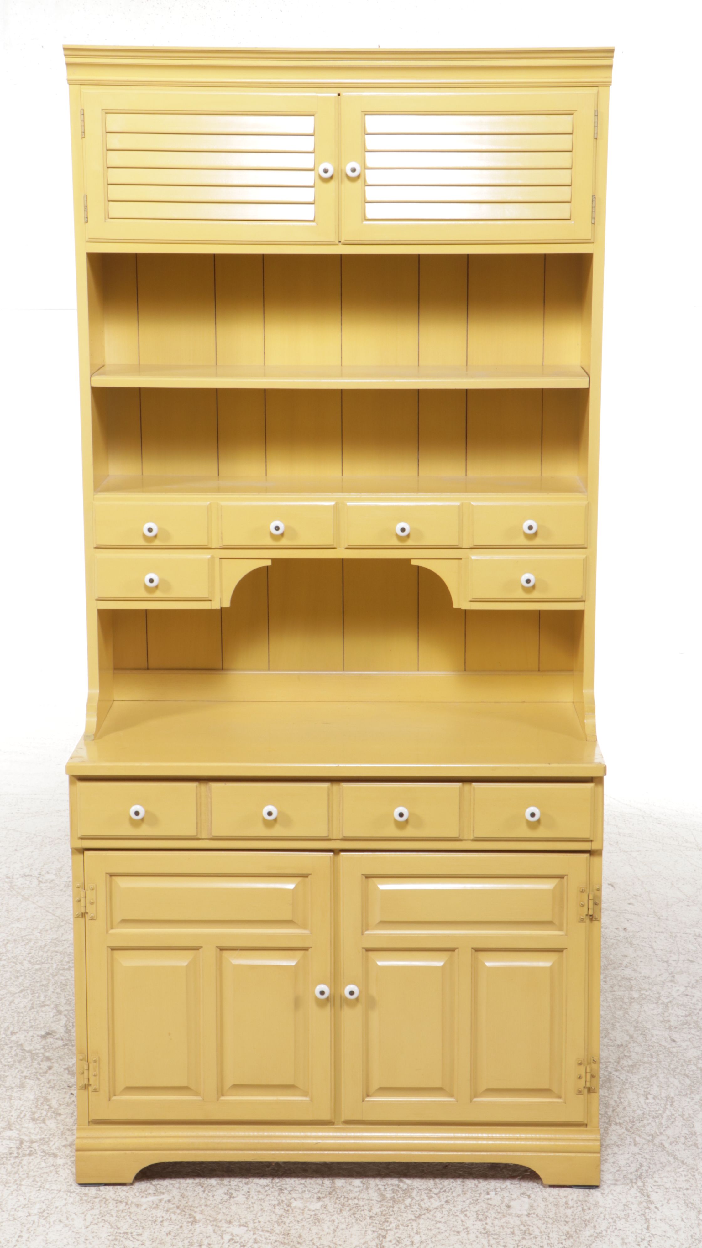 Pennsylvania House Early American Style Yellow-Painted Wood Cupboard