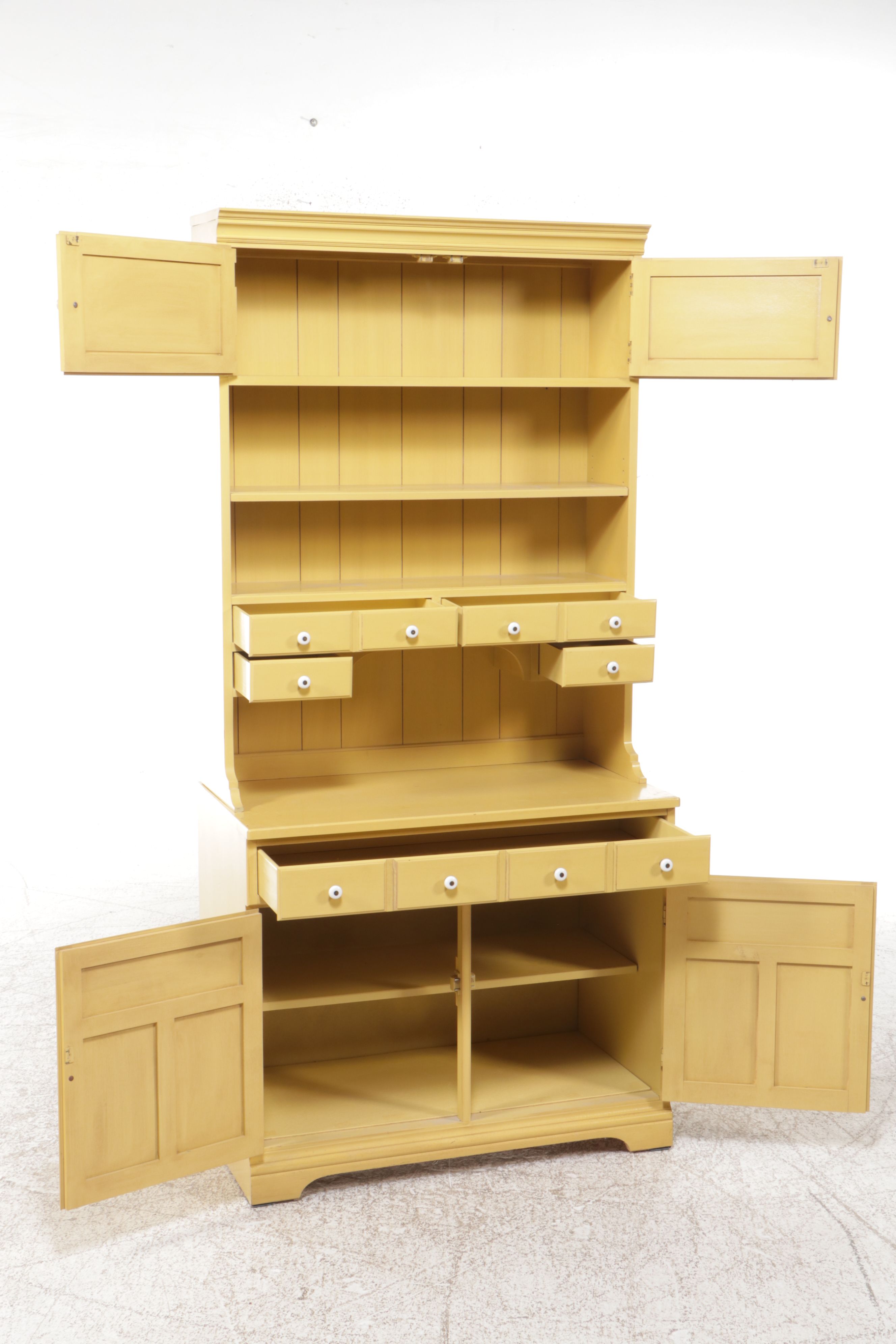 Pennsylvania House Early American Style Yellow-Painted Wood Cupboard