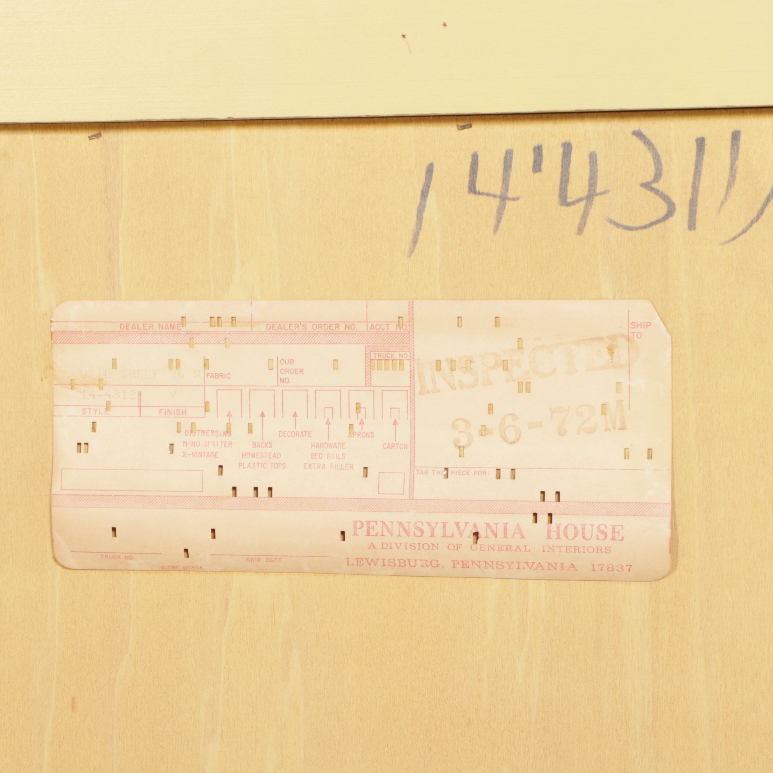 Pennsylvania House Early American Style Yellow-Painted Wood Cupboard