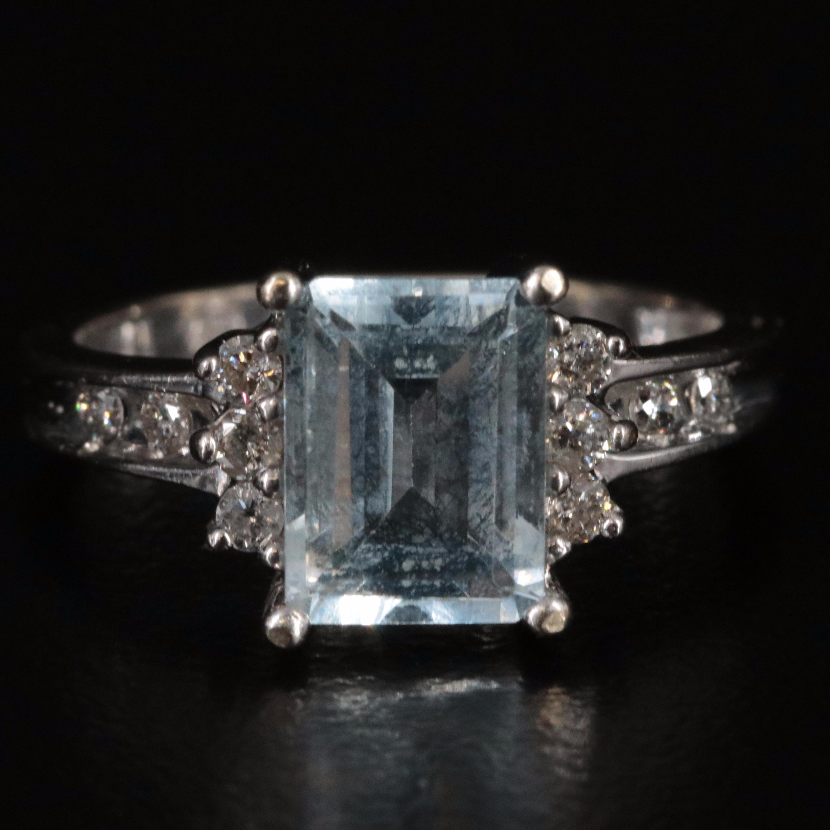 14K Aquamarine and 0.18 CTW Diamond Ring