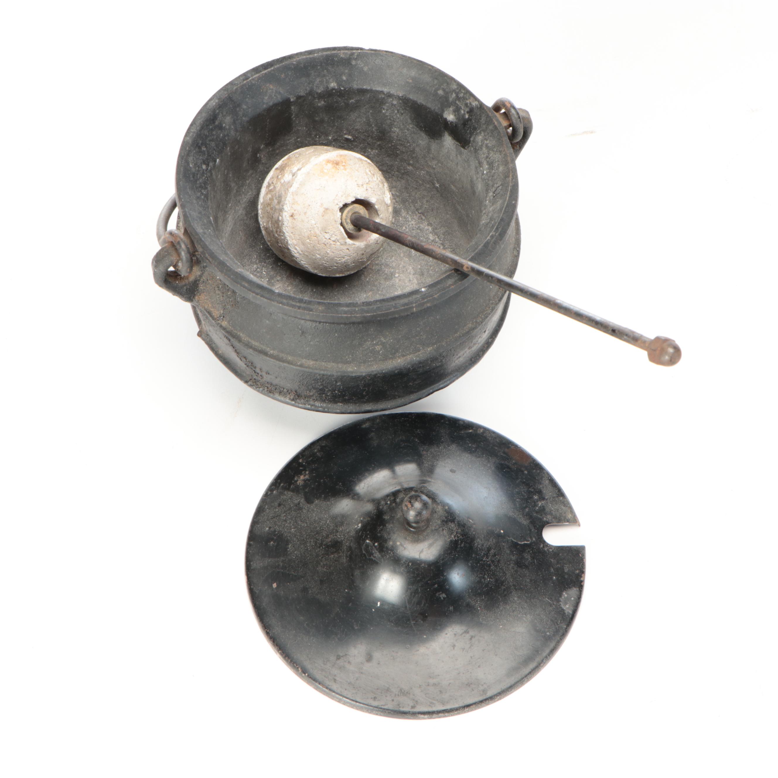 Mosaic Tile Metal Table and Glass Lantern, Other Metal and Ceramic Outdoor Décor