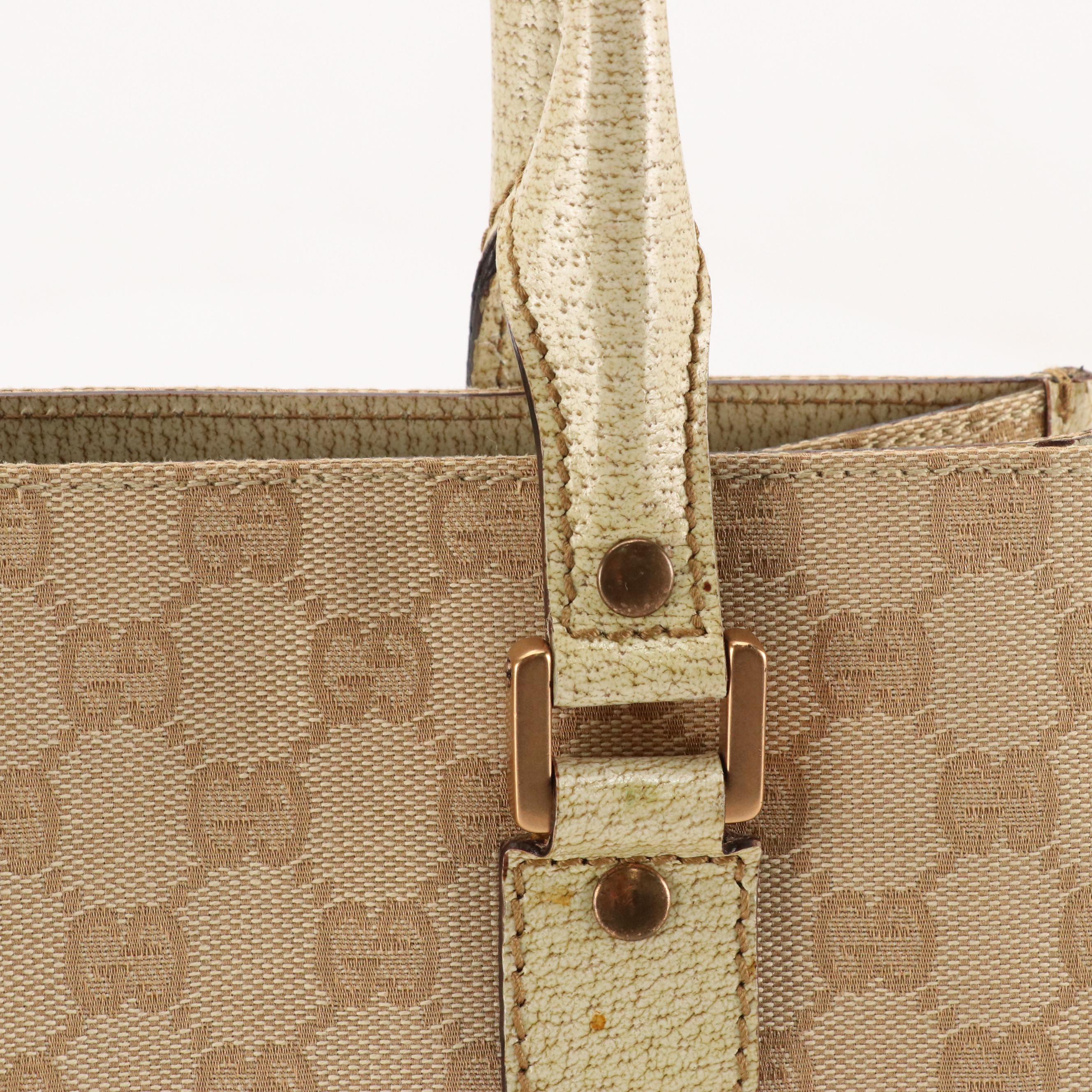 Gucci Tote in GG Jacquard Canvas and Cinghiale Leather