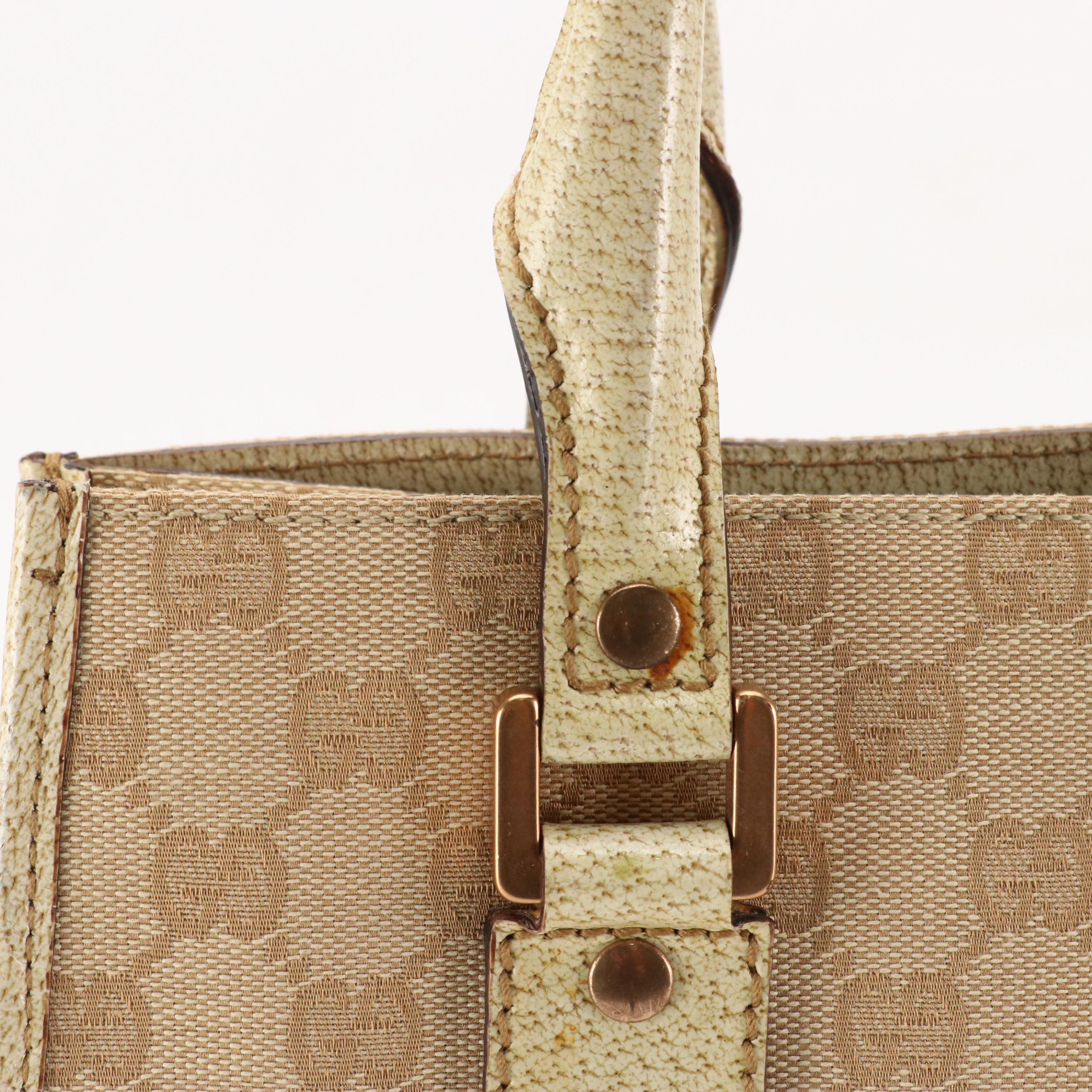 Gucci Tote in GG Jacquard Canvas and Cinghiale Leather
