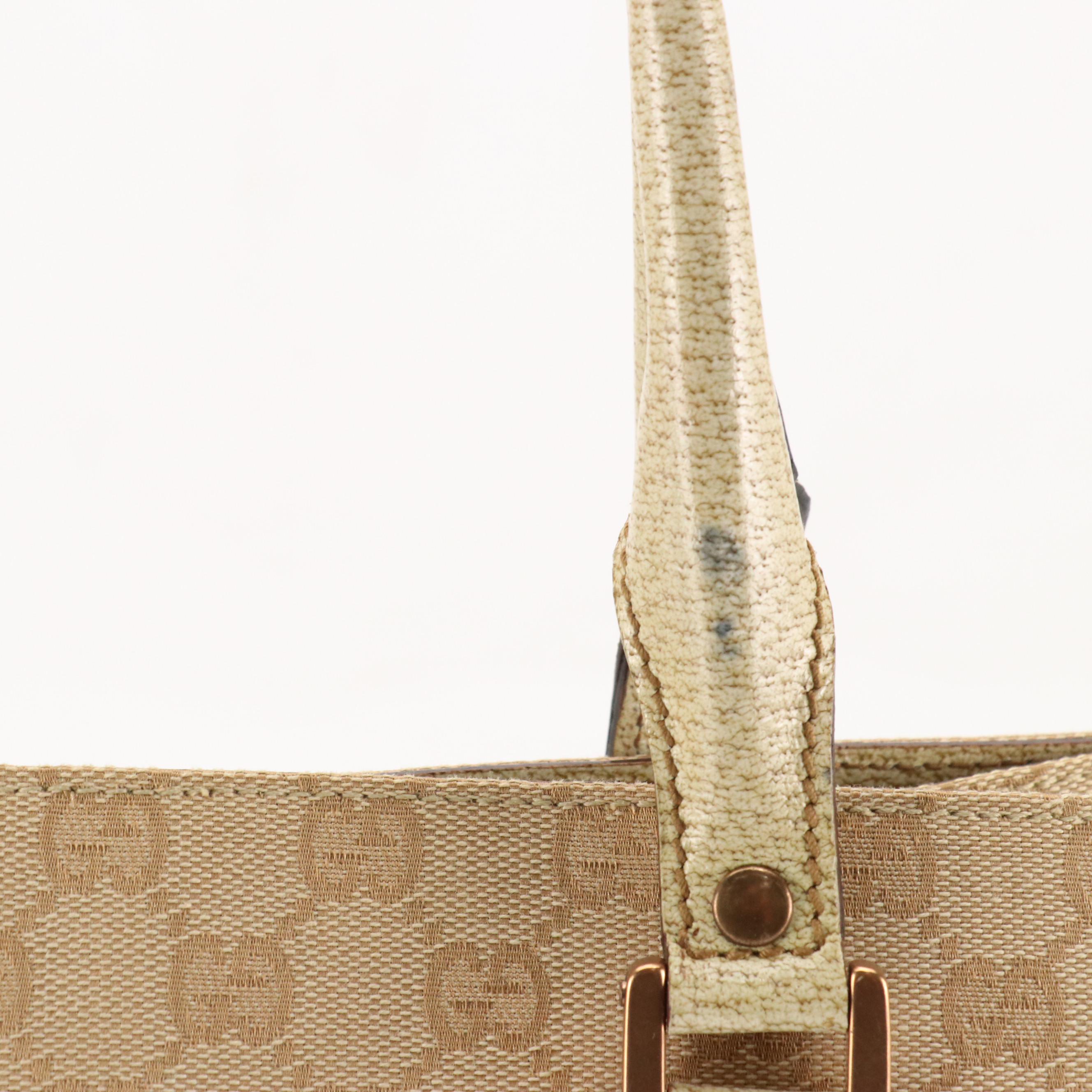 Gucci Tote in GG Jacquard Canvas and Cinghiale Leather