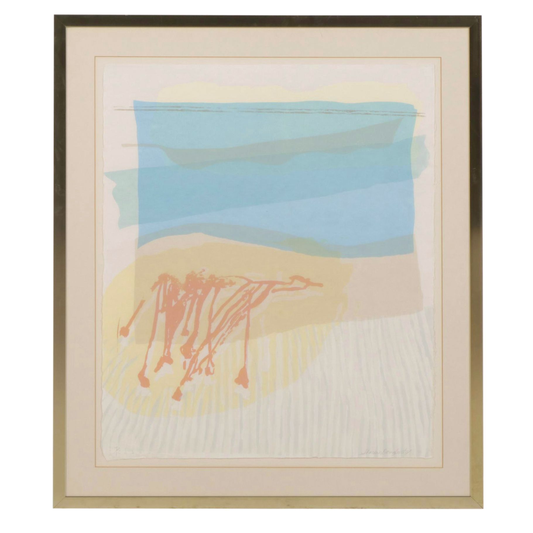 Sharon Dougherty Gestural and Geometric Abstract Serigraph, Early 21st Century