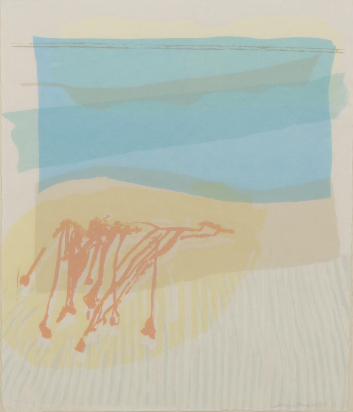 Sharon Dougherty Gestural and Geometric Abstract Serigraph, Early 21st Century