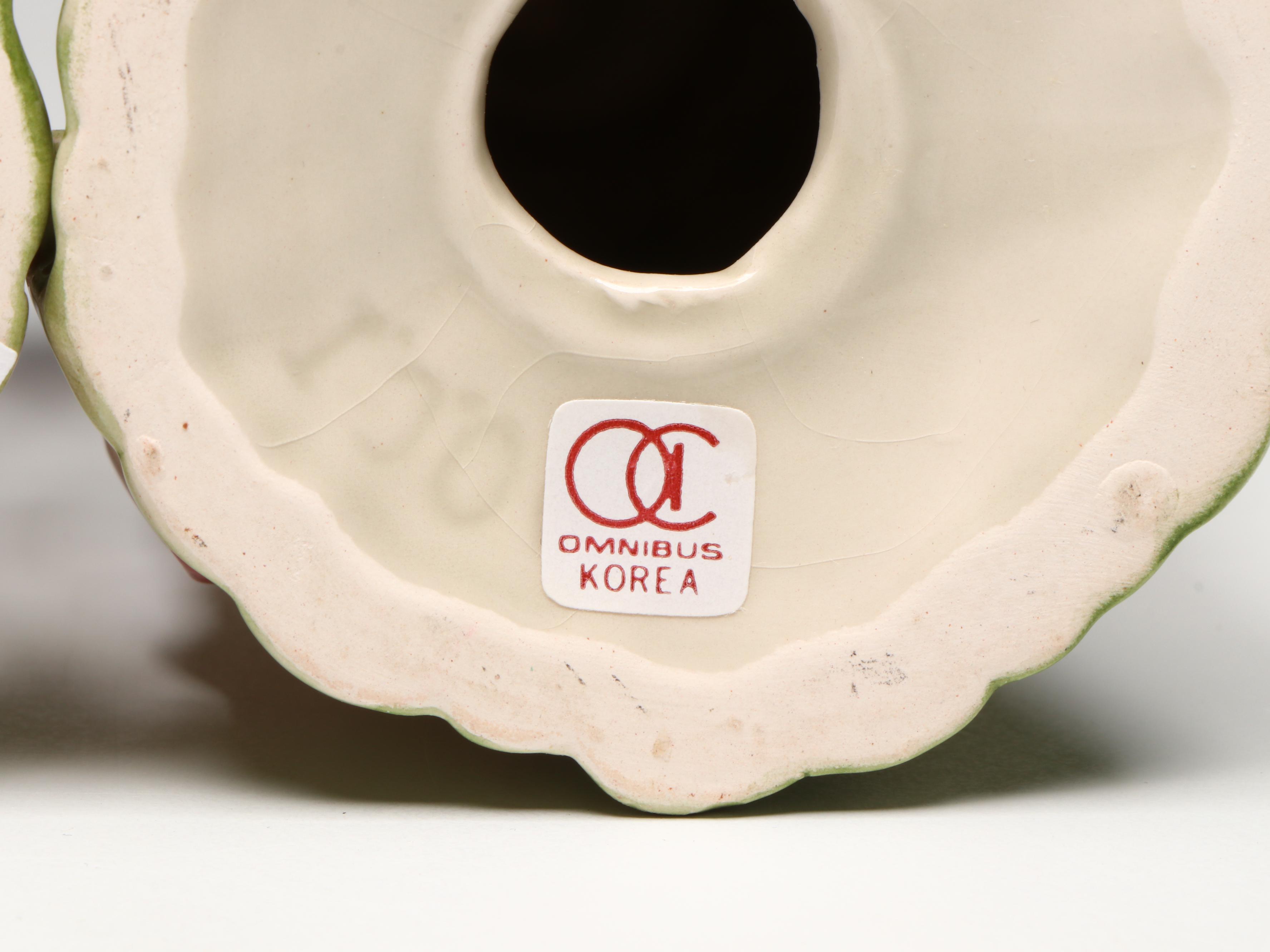 Jena Hall Toyo Hand-Painted Floral with Fitz & Floyd Asparagus Candlesticks