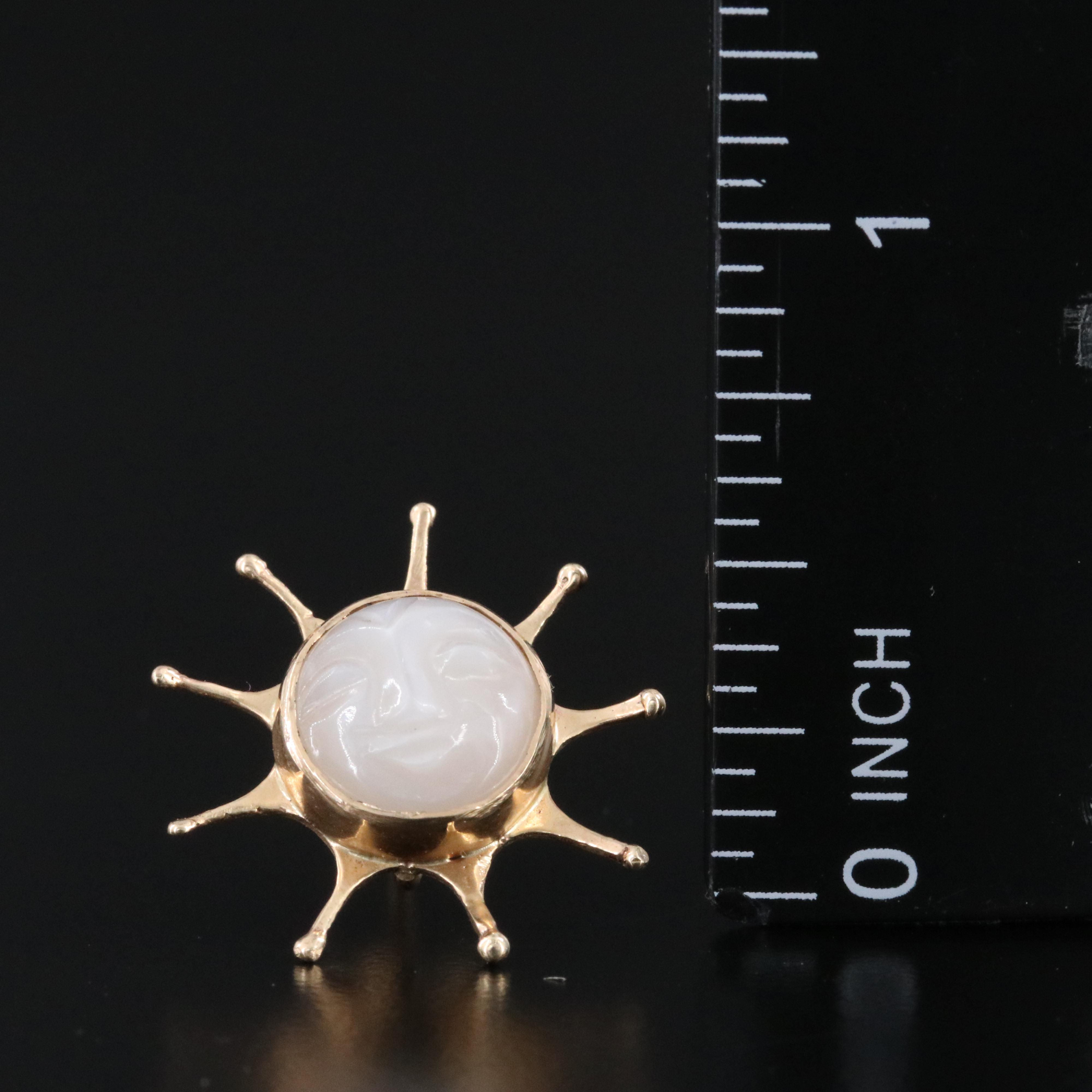 EVE 14K Carved Moonstone Sun Earrings