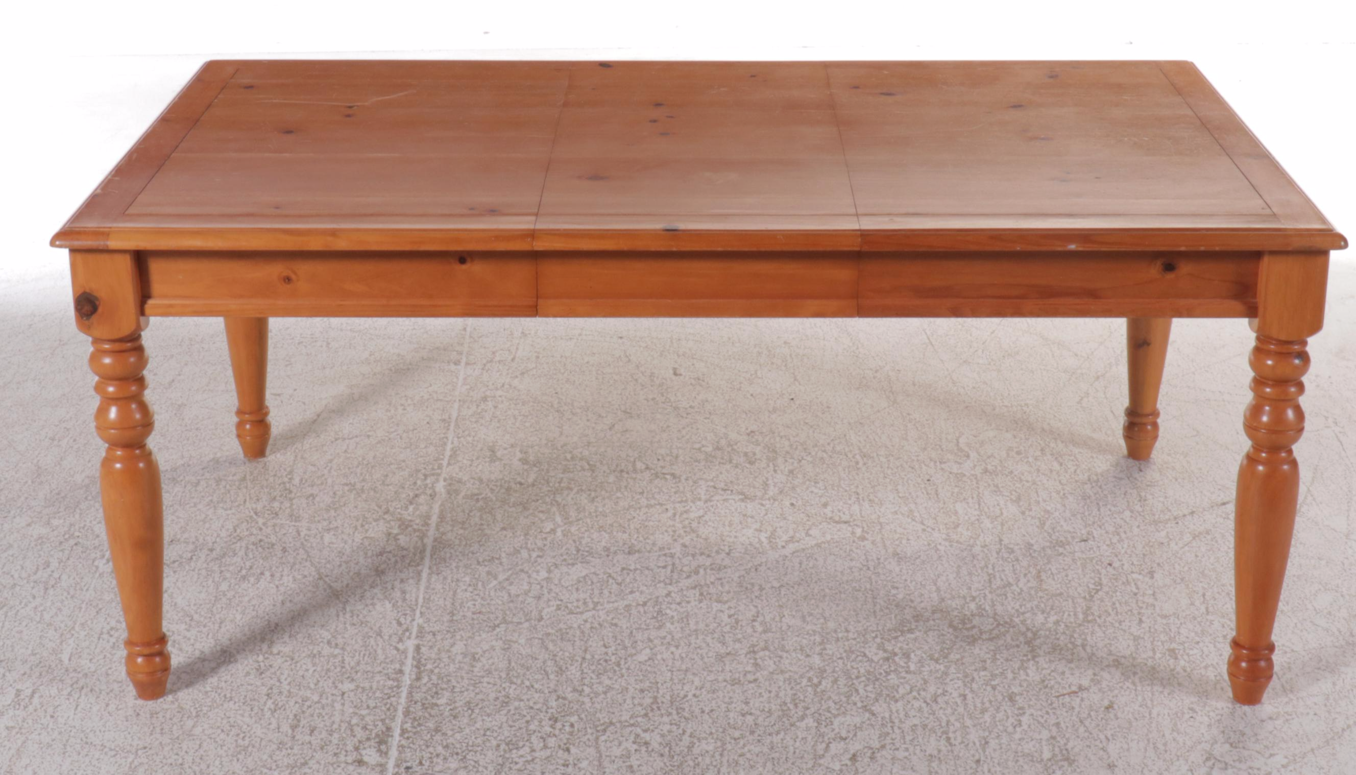 Pine Dining Table with Six Chairs, 21st Century