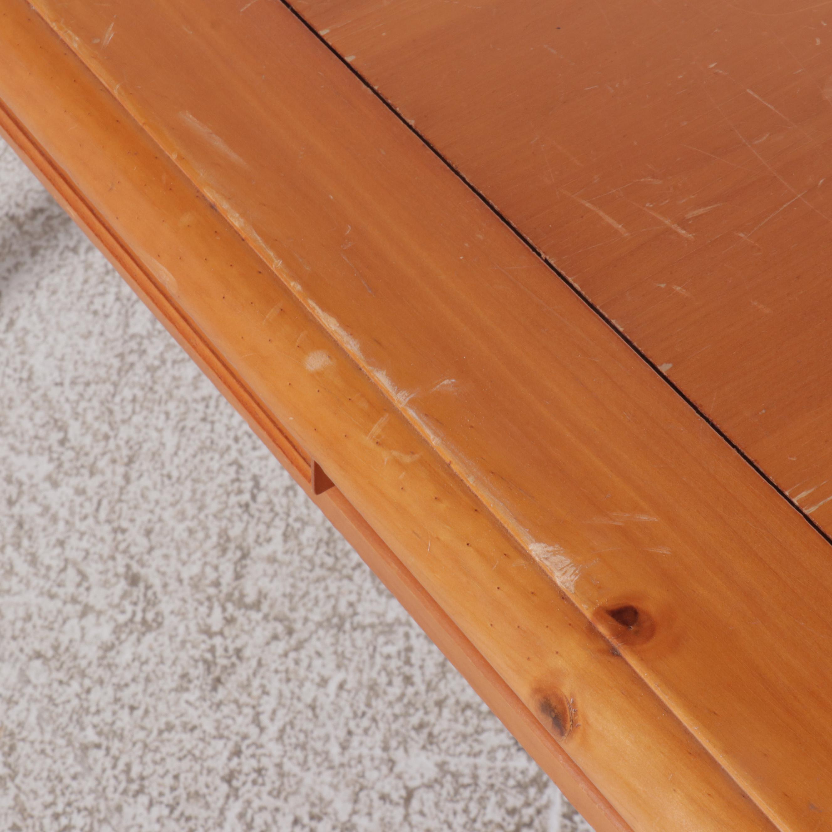Pine Dining Table with Six Chairs, 21st Century
