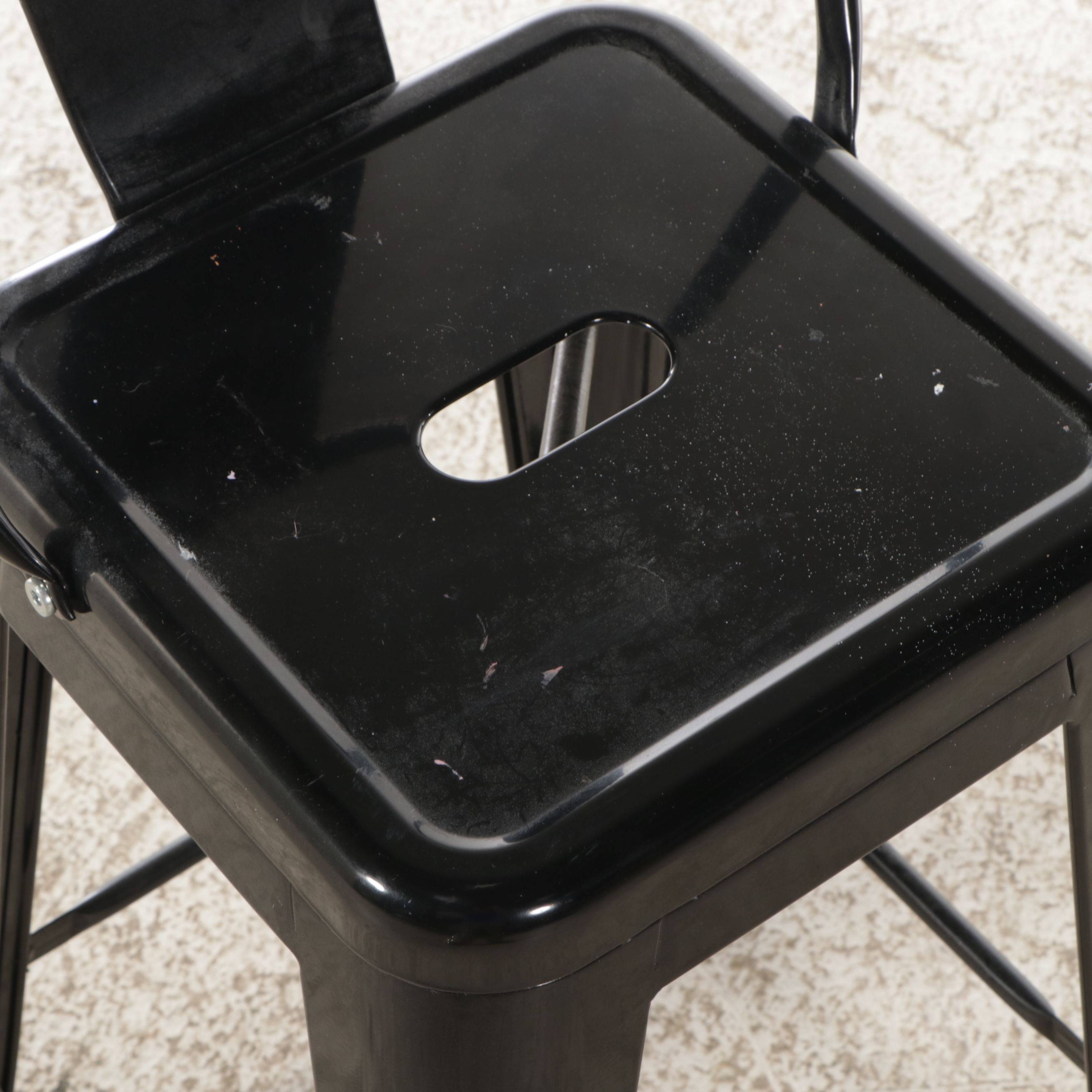 Industrial Style Black Metal Barstool