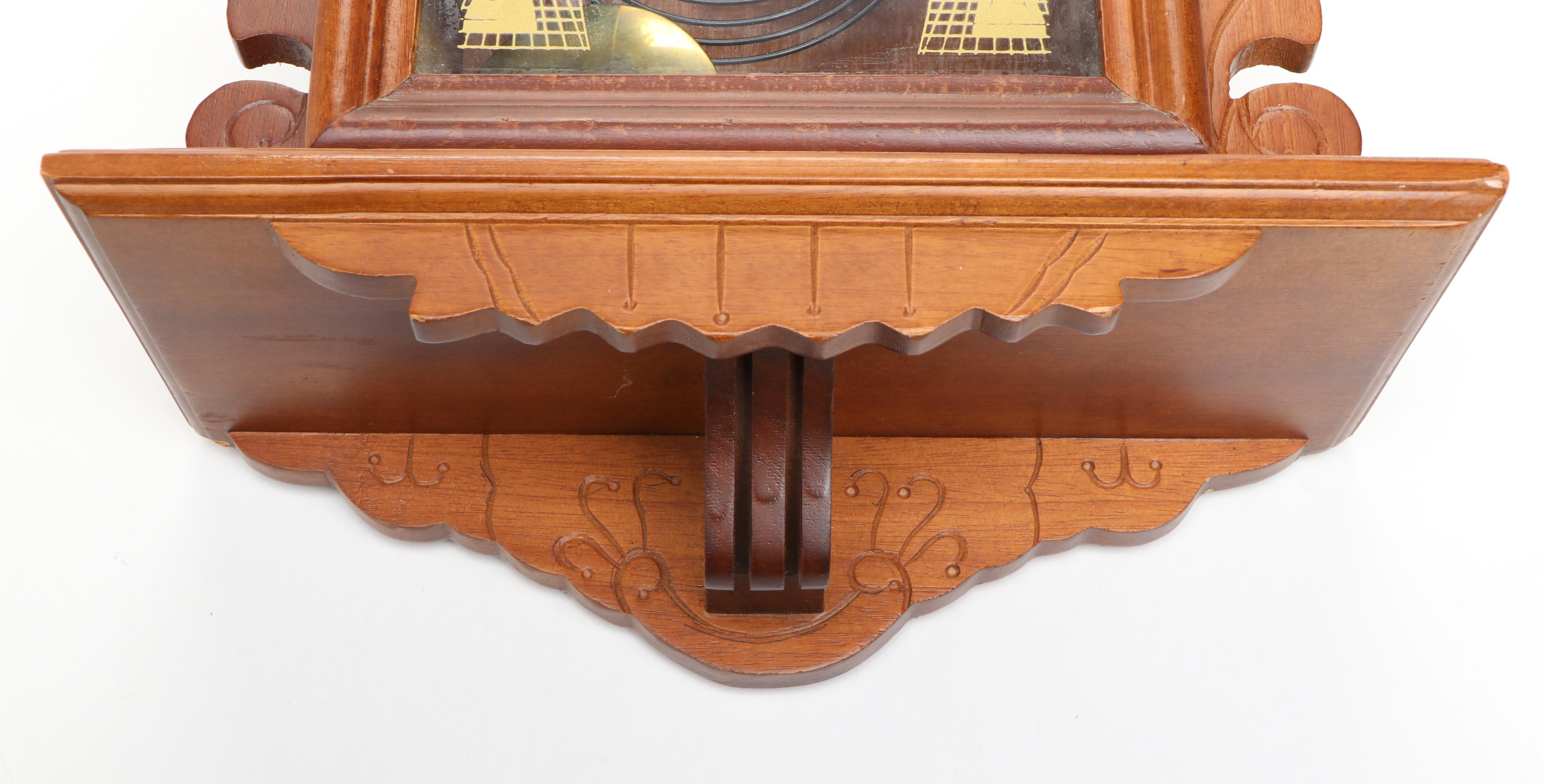 Victorian Eastlake Style Carved Wood Wall Clock, Late 19th to Early 20th Century