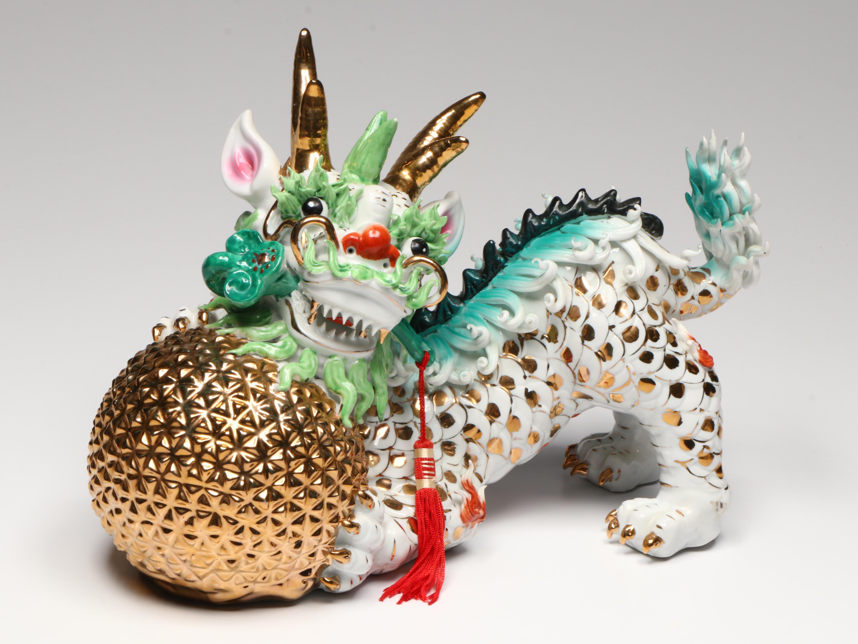 Chinese Style Gilt Ceramic Guardian Lions