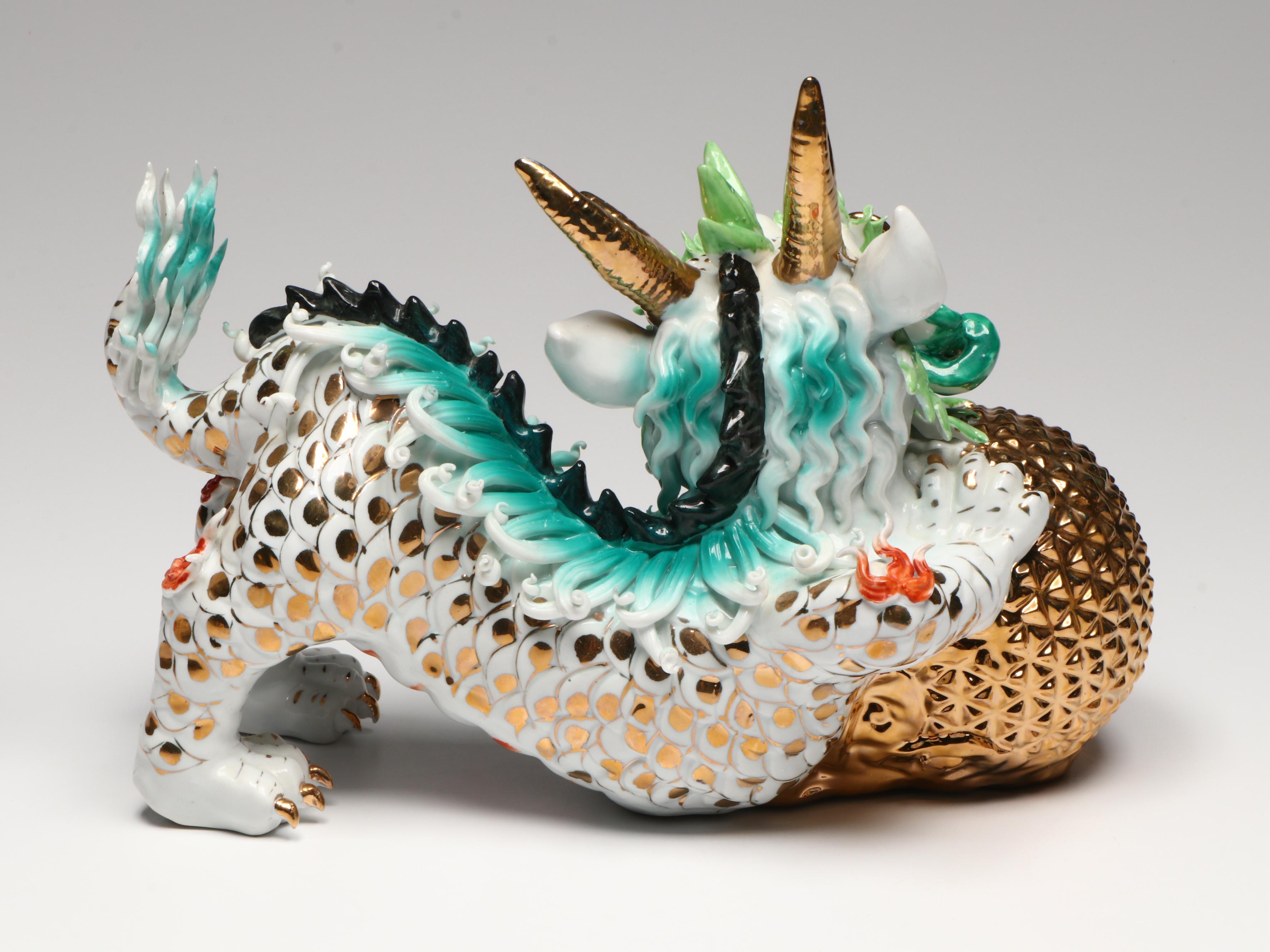 Chinese Style Gilt Ceramic Guardian Lions