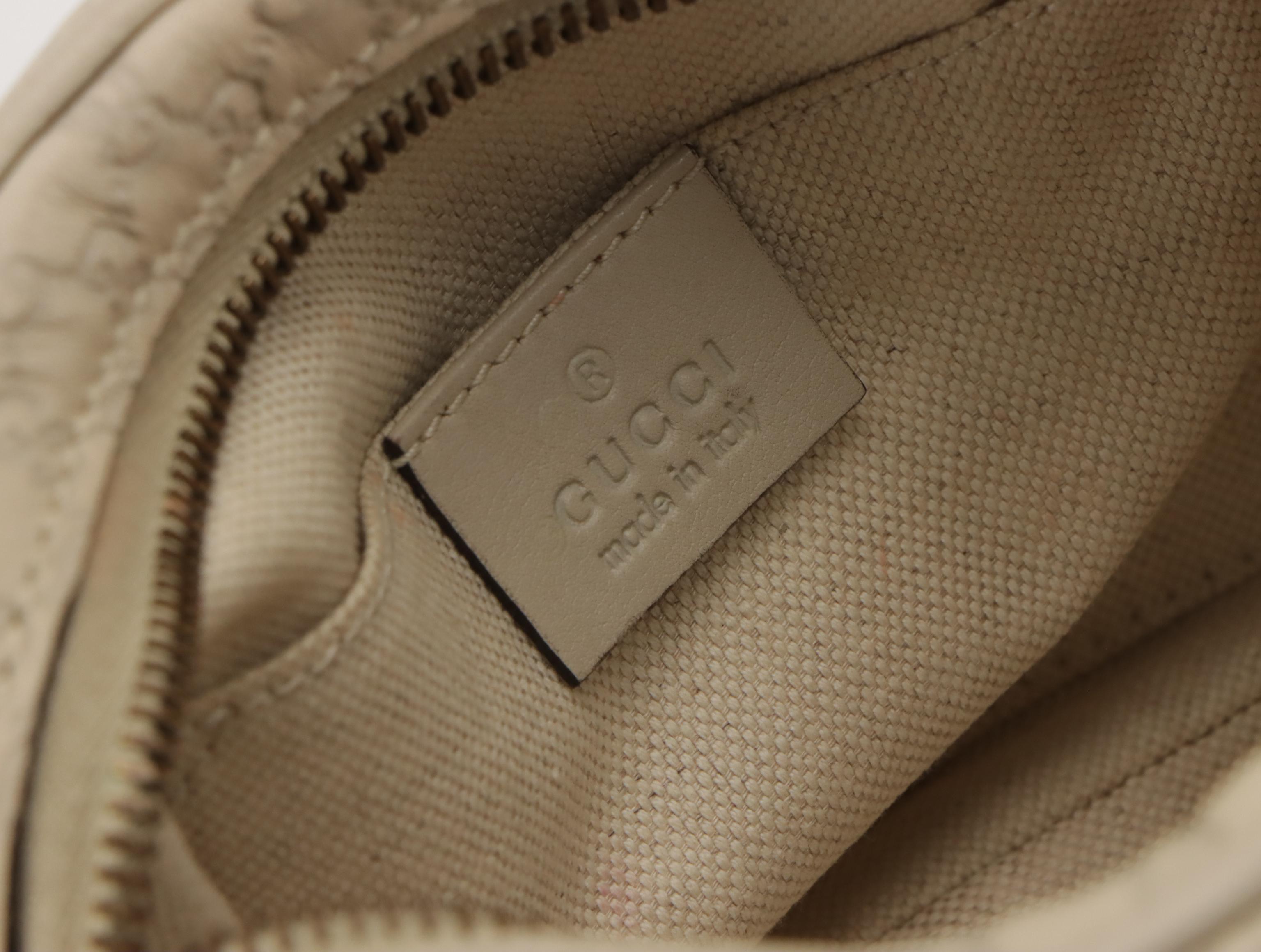 Gucci Bamboo Zip-Around Crossbody Camera Bag in Ivory Microguccissima Leather