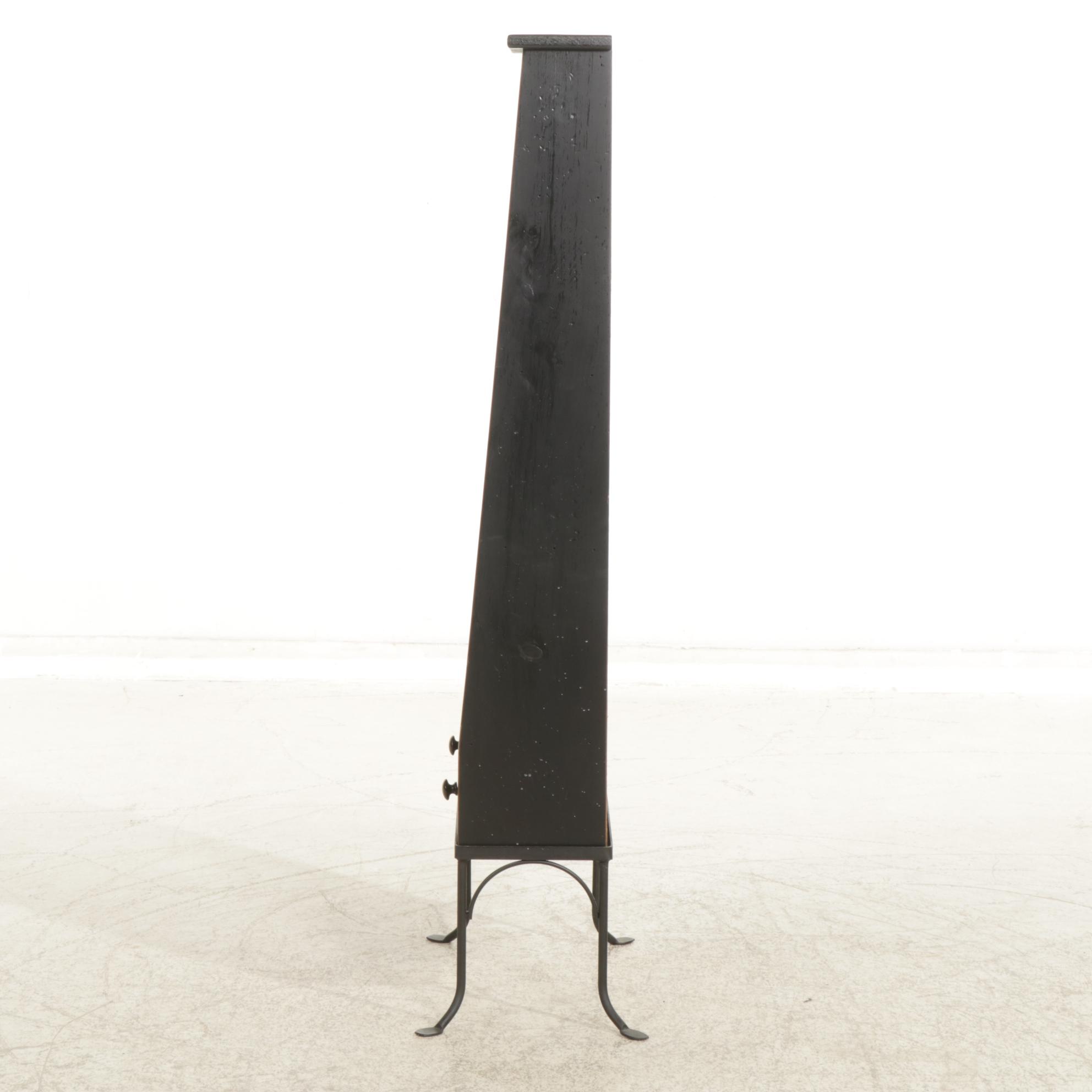 Tapered Wooden Bookcase on Forged Metal Stand