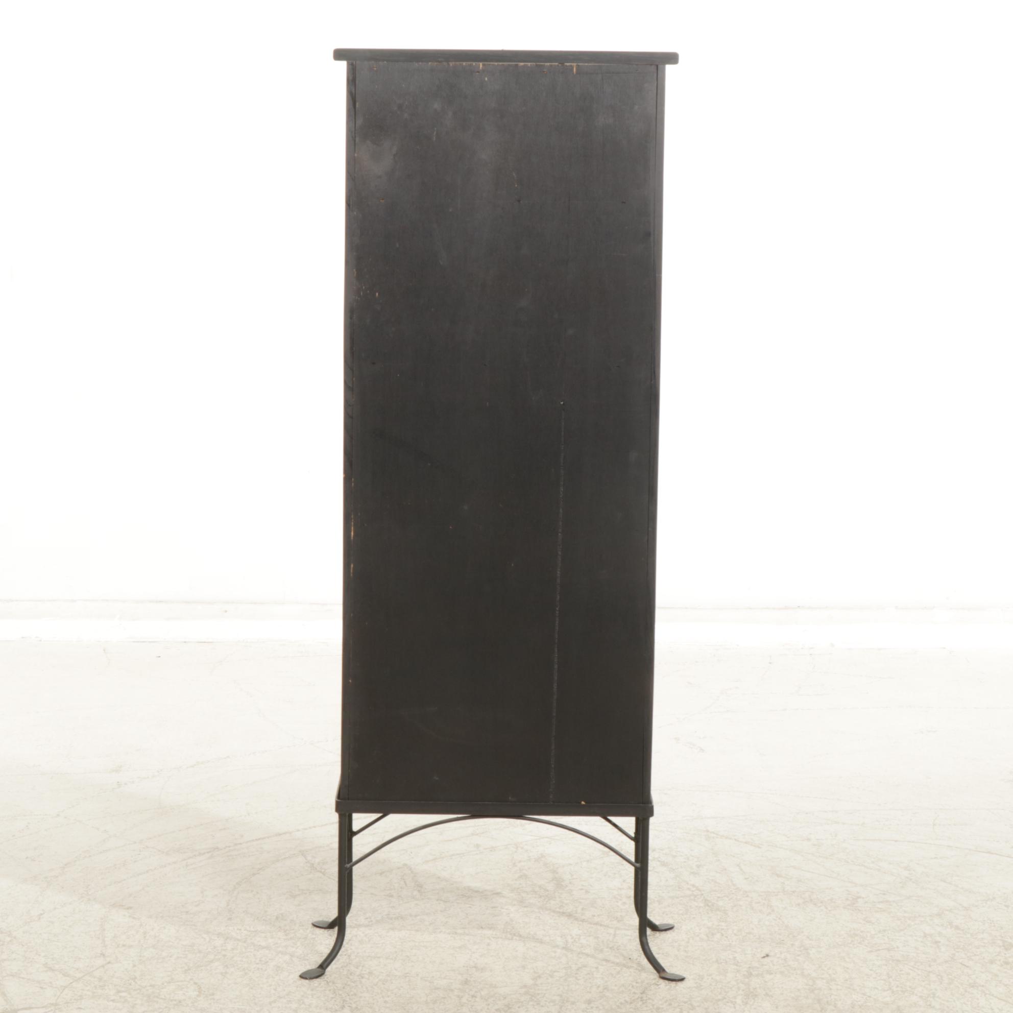 Tapered Wooden Bookcase on Forged Metal Stand